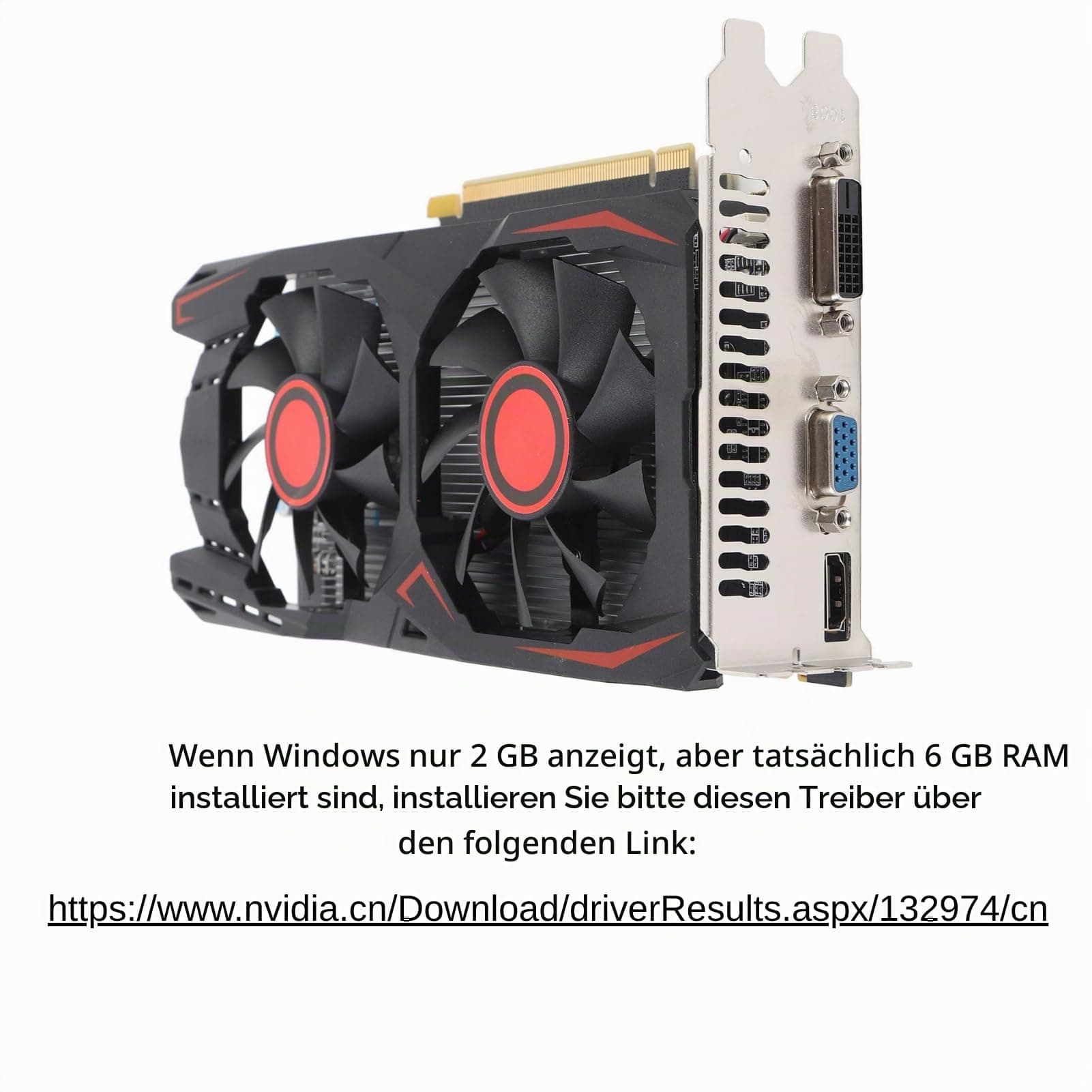 Grafikkarte GTX550TI 2GB D5 192bit PCI Express X16 2.0 mit Dual-Fan-Gaming-Grafikkarte Unterstützt DVI VGA HD Multimedia Interface (Angezeigte 2 GB/Tatsächliche 6 GB RAM) Bild 3