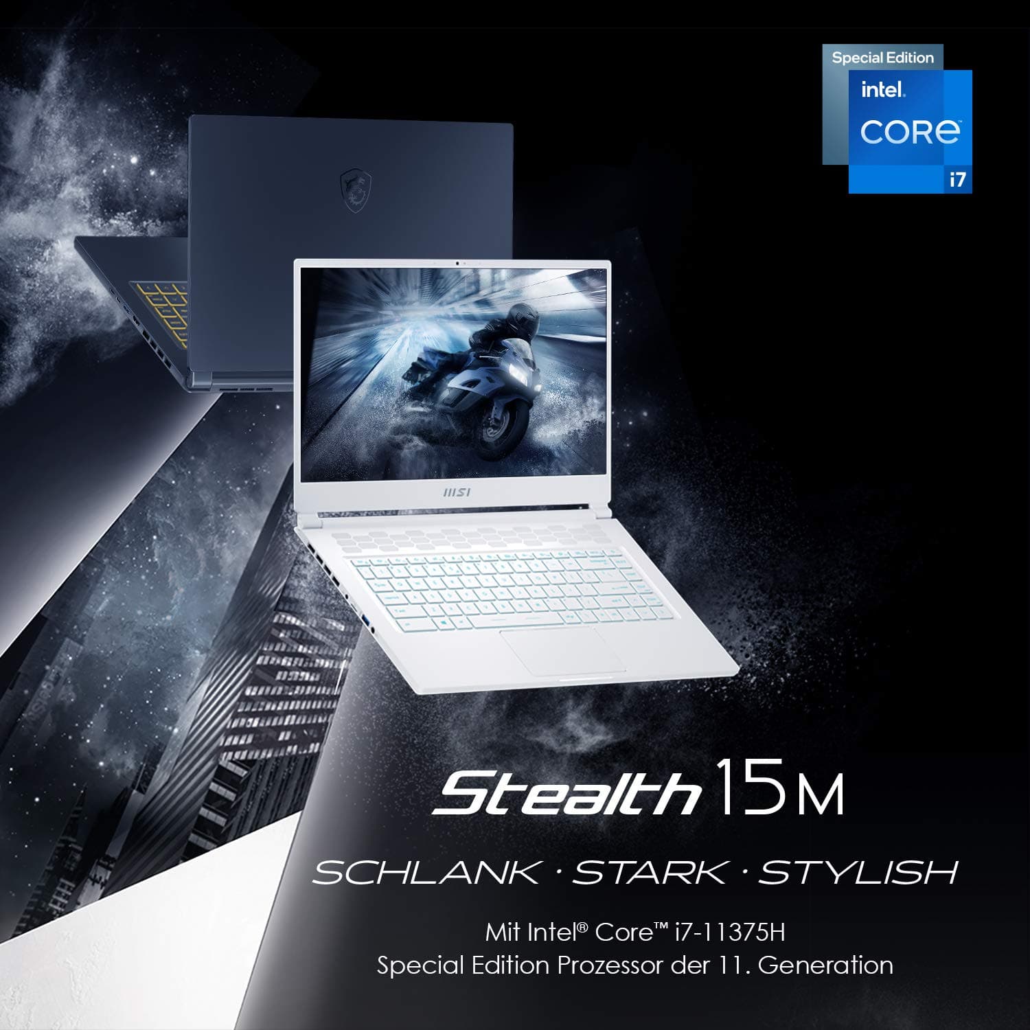 MSI Stealth 15M White 15.6 Zoll FHD (1920 * 1080 Pixel/144 Hz) Gaming Notebook (Intel Core i7-11375H Special Edition), 16 GB RAM DDR4-3200, NVIDIA GeForce RTX 3060, 1TB Windows 10 Home, A11UEK-028 Intel Tiger Lake Core i7-11375H 15,6" Thin & Light Laptop Weiß Bild 2