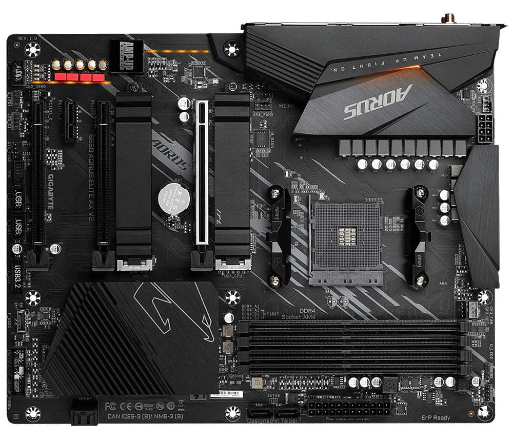 GIGABYTE B550 AORUS Elite AX V2 Mainboard – AMD Ryzen 5000 CPUs, 12+2 Phasen VRM, bis zu 4733 MHz DDR4, 1xPCIe 4.0 + 1xPCIe 3.0 M.2, Wi-Fi 6E, 2.5GbE LAN, USB 3.2 Gen 2 Bild 3