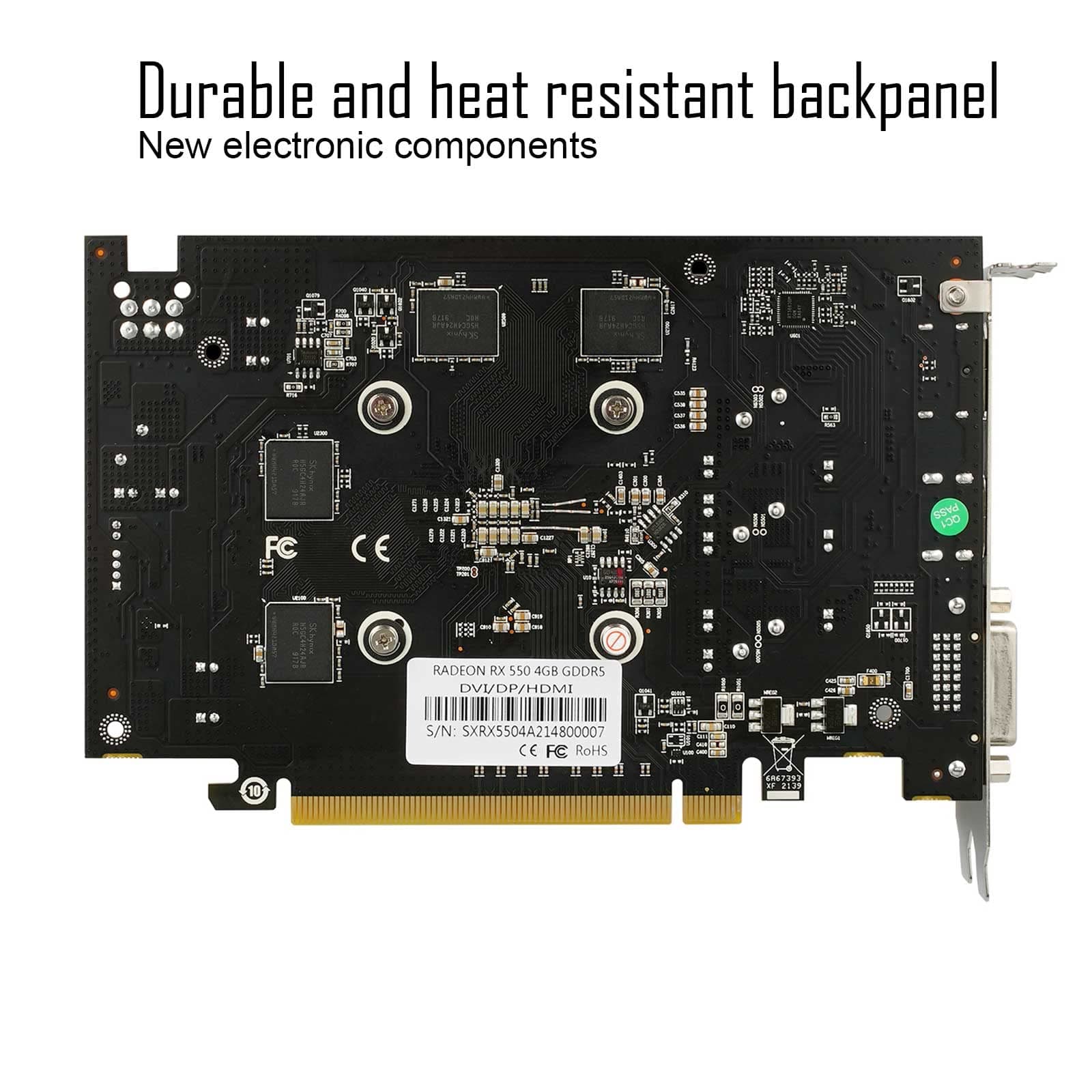 Radeon RX 550 Grafikkarte, 4GB, GDDR5, 128-Bit, DisplayPort DVI-D HDMI, ITX Design, PC Graphics Card Gaming, Support 4K Display, Computer GPU Single Fan Bild 7