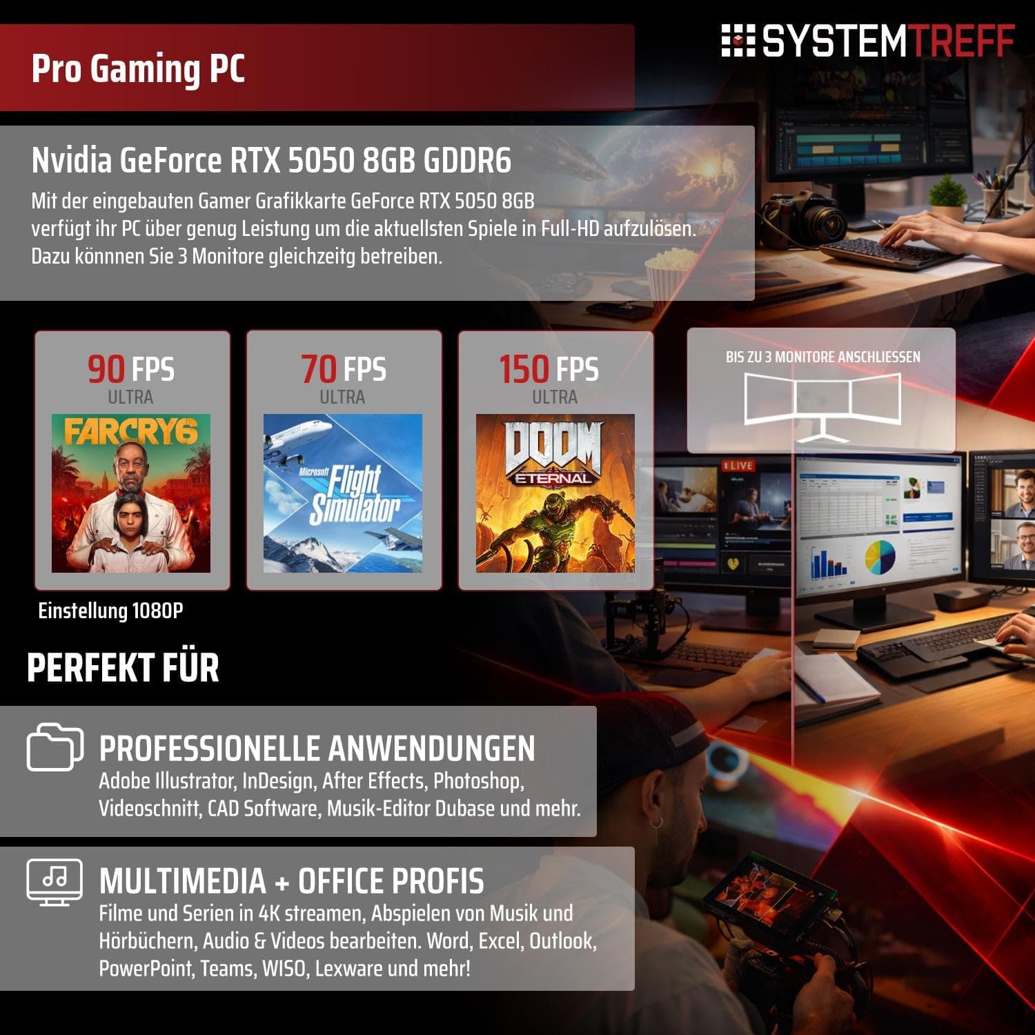 SYSTEMTREFF Gaming PC weiß Intel Core i5-12600K 6x4.9GHz | Nvidia RTX 5050 8GB DX12 | 512GB M.2 NVMe | 16GB DDR4 RAM | Windows 11 | WLAN Desktop Computer Rechner für Gamer, Zocker & Streamer Bild 5