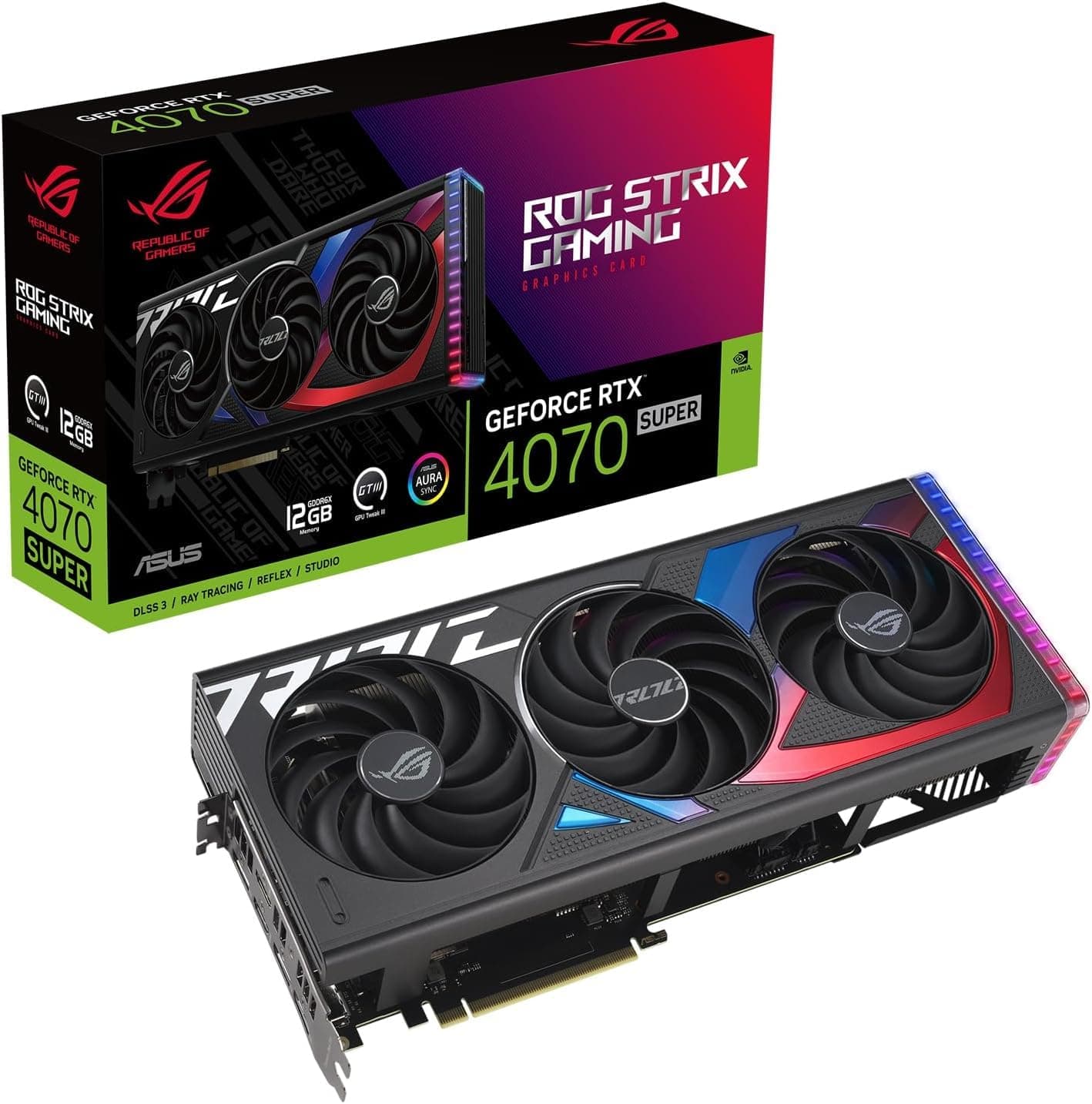ASUS ROG Strix GeForce RTX 4070 SUPER 12GB GDDR6X Gaming Grafikkarte (Nvidia GeForce RTX4070 DLSS 3, PCIe 4.0, 2x HDMI 2.1a, 3x DisplayPort 1.4a, ROG-STRIX-RTX4070S-12G-GAMING) + Indiana Jones Bild 2