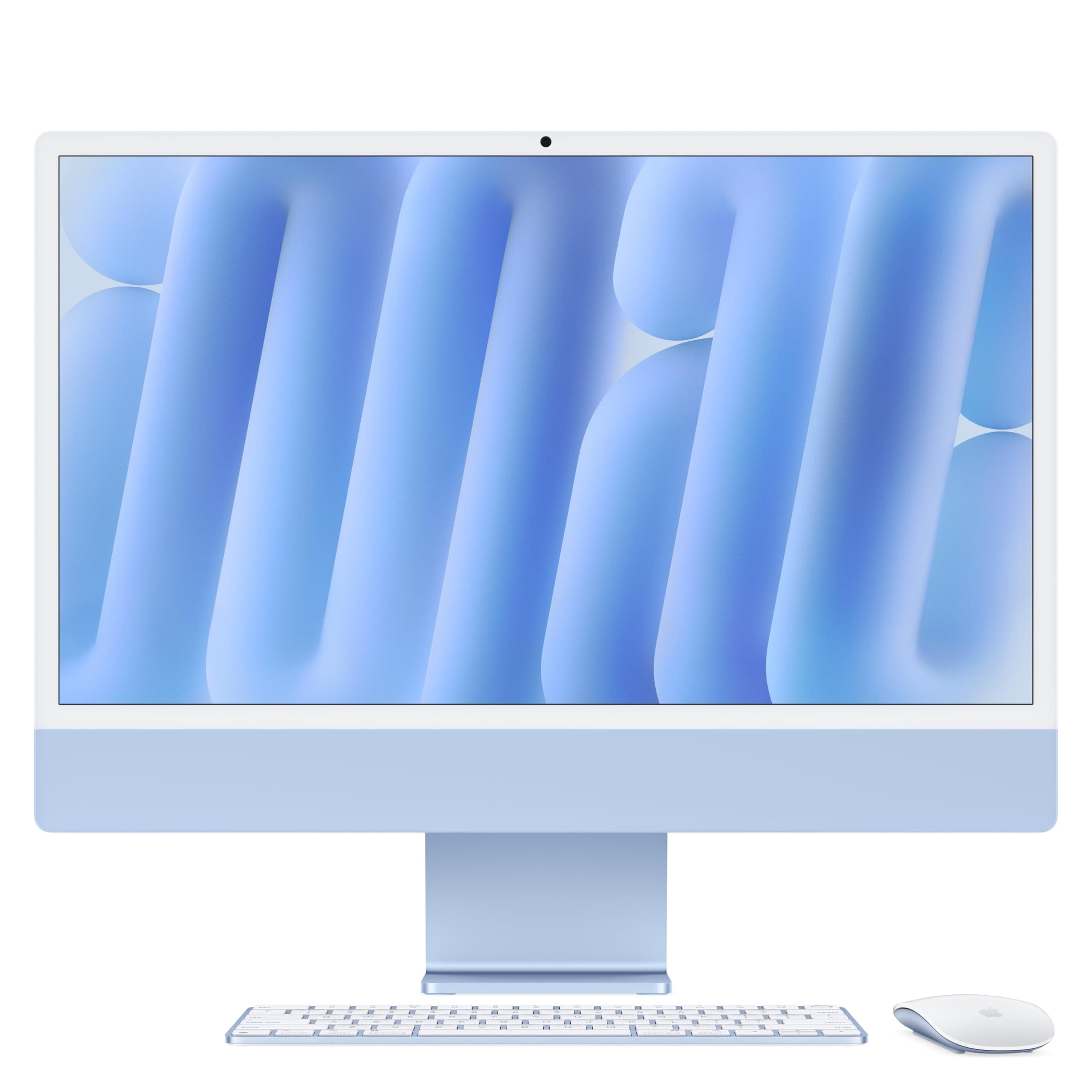 Apple iMac All-in-One Desktop-Computer mit M4 Chip mit 10 Core CPU und 10 GPU: 24 Retina Display 16 GB gemeinsamer Arbeitsspeicher 256 GB SSD Speicher passendes Zubehör Blau Blau 256 GB SSD Standardglas 16 GB Gemeinsamer Arbeitsspeicher
