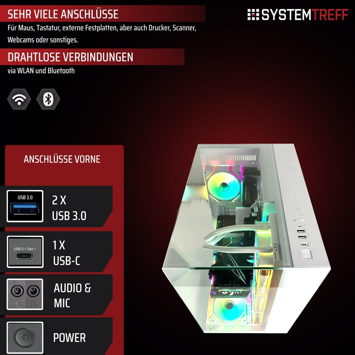 SYSTEMTREFF High-End Gaming PC weiß AMD Ryzen 7 9800X3D 8x5.2GHz | Nvidia RTX 5080 16GB | 2TB M.2 NVMe | 32GB DDR5 RAM | Windows 11 | Desktop Computer Rechner für Gamer, Zocker & Streamer Bild 4