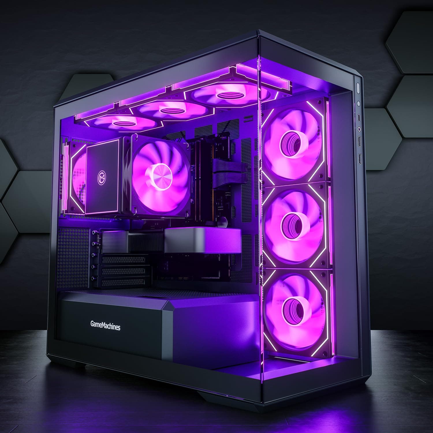 GameMachines Fury - Gaming PC - AMD Ryzen 7 5700X - Radeon RX 9060-1TB SSD - 32GB DDR4 - WLAN - Win 11 Pro Radeon RX 9060 Schwarz
