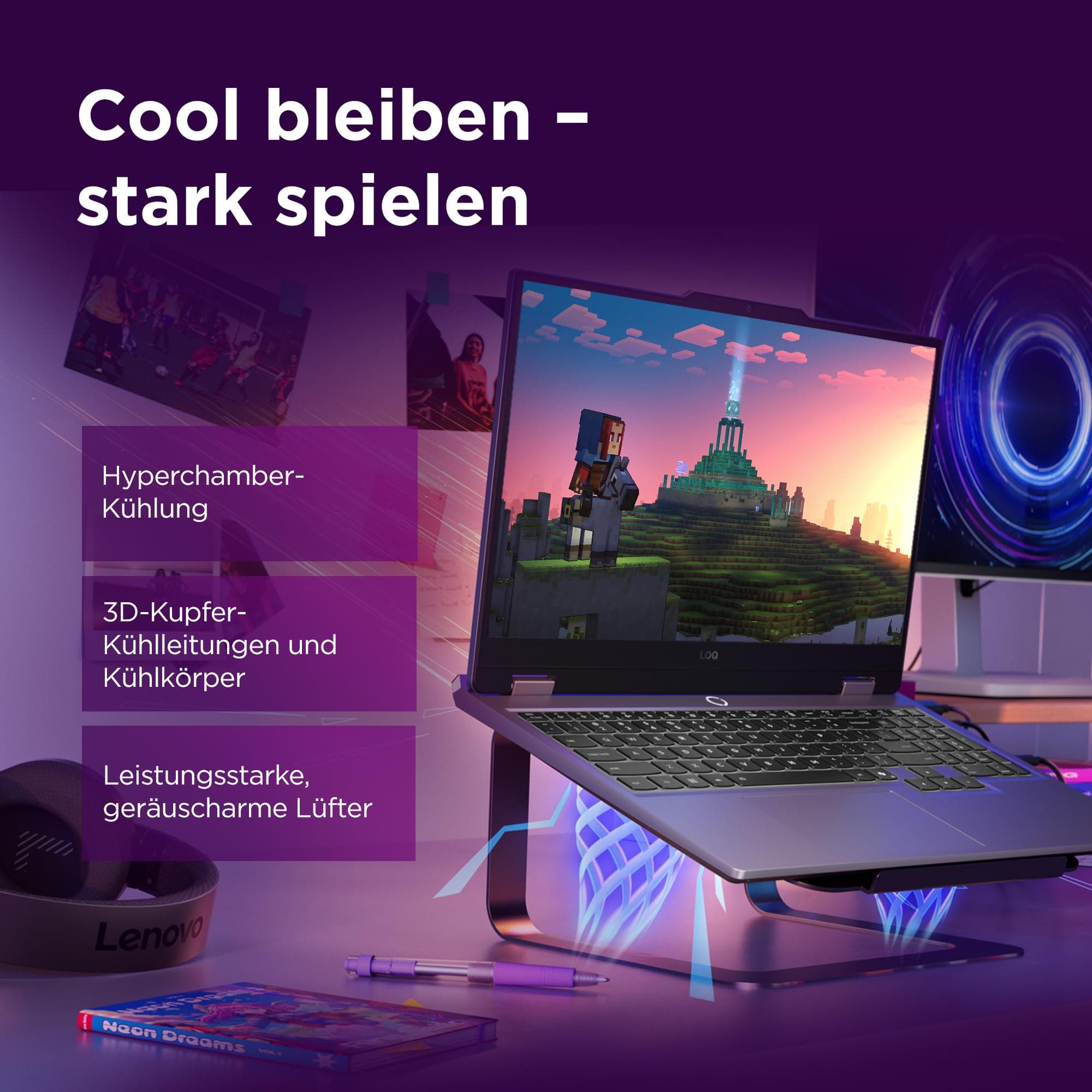 Lenovo LOQ Gaming AI Laptop | 15.6" Full HD 144Hz LCD Display |NVIDIA GeForce RTX 5060 | AMD Ryzen 7 250 | 16GB RAM | 1TB SSD | Win11 | QWERTZ | Luna Grau | Weiss beleuchtet | 3 Monate GamePass Bild 8