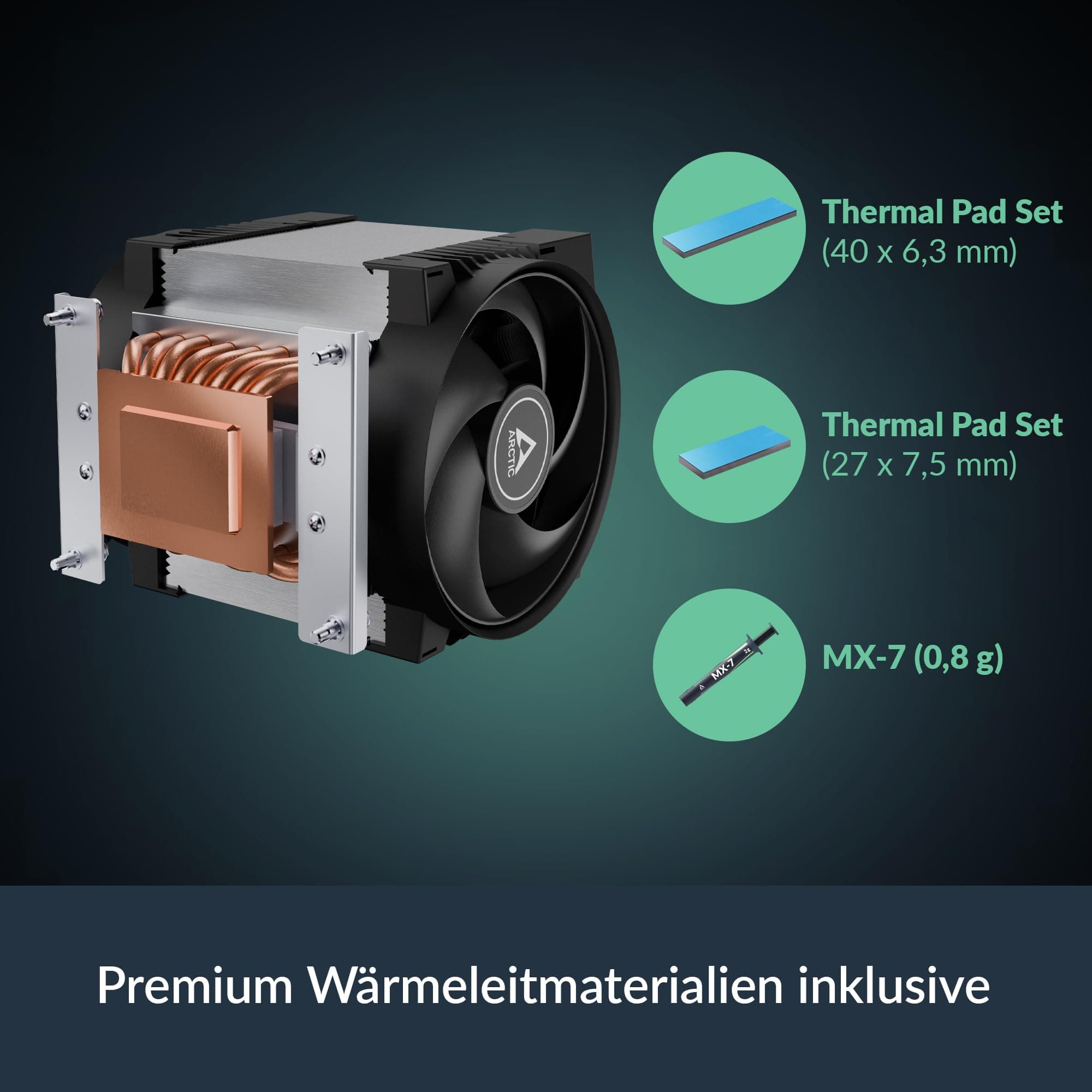 ARCTIC Freezer 4U-OneX – CPU Kühler für AmpereOne LGA5964, 2 x 120 mm PWM Lüfter (400–3300 rpm), 8 heatpipes, doppeltes Kugellager, 4U / 4HE Rack kompatibel Bild 7