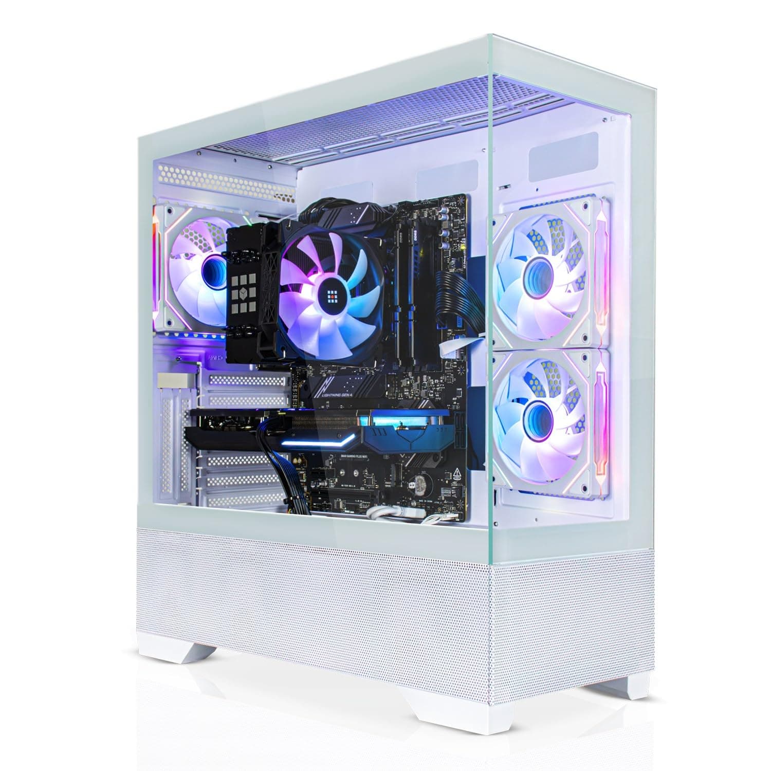 SYSTEMTREFF Gaming PC weiß AMD Ryzen 5 5600X 6x4.6GHz | AMD Radeon RX 7600 8GB DX12 | 512GB M.2 NVMe | 16GB DDR4 RAM | WLAN Desktop Computer Rechner für Gamer, Zocker & Streamer
