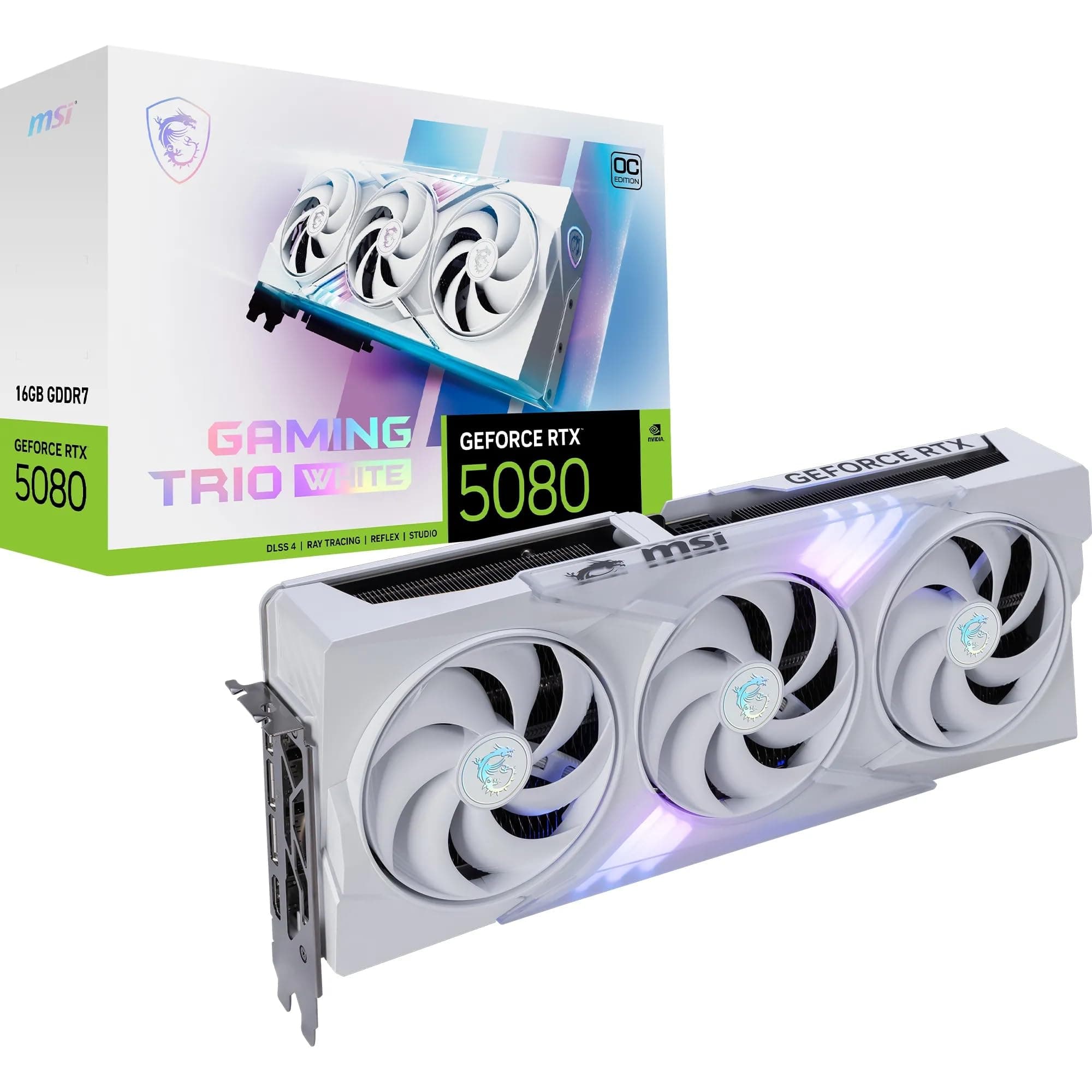 MSI GeForce RTX 5080 16G Gaming Trio OC White — 16GB GDDR7 (30Gbps/256-bit), PCIe 5, Boost: 2745 MHz, HDMI 2.1b, DisplayPort 2.1b Bild 2