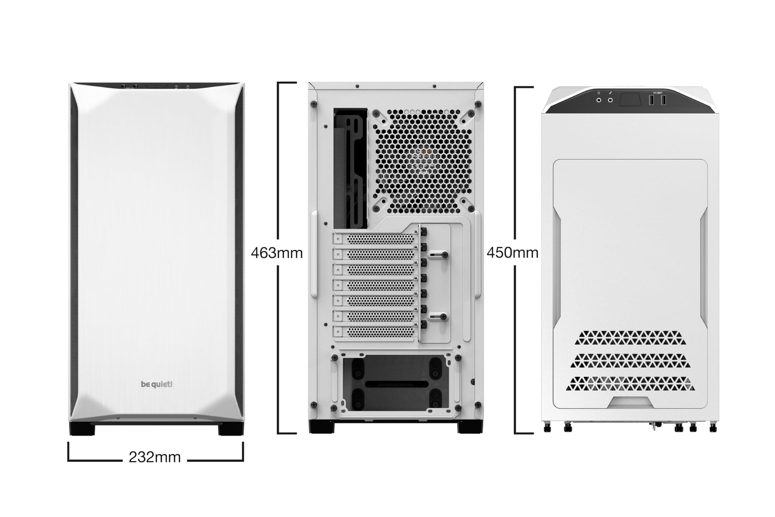 be quiet! Pure Base 500 White, PC-Gehäuse, 2X Pure Wings 2 140mm Lüfter, Airflow und Silence optimierte Topcover, Radiatoren bis 360mm Bild 3