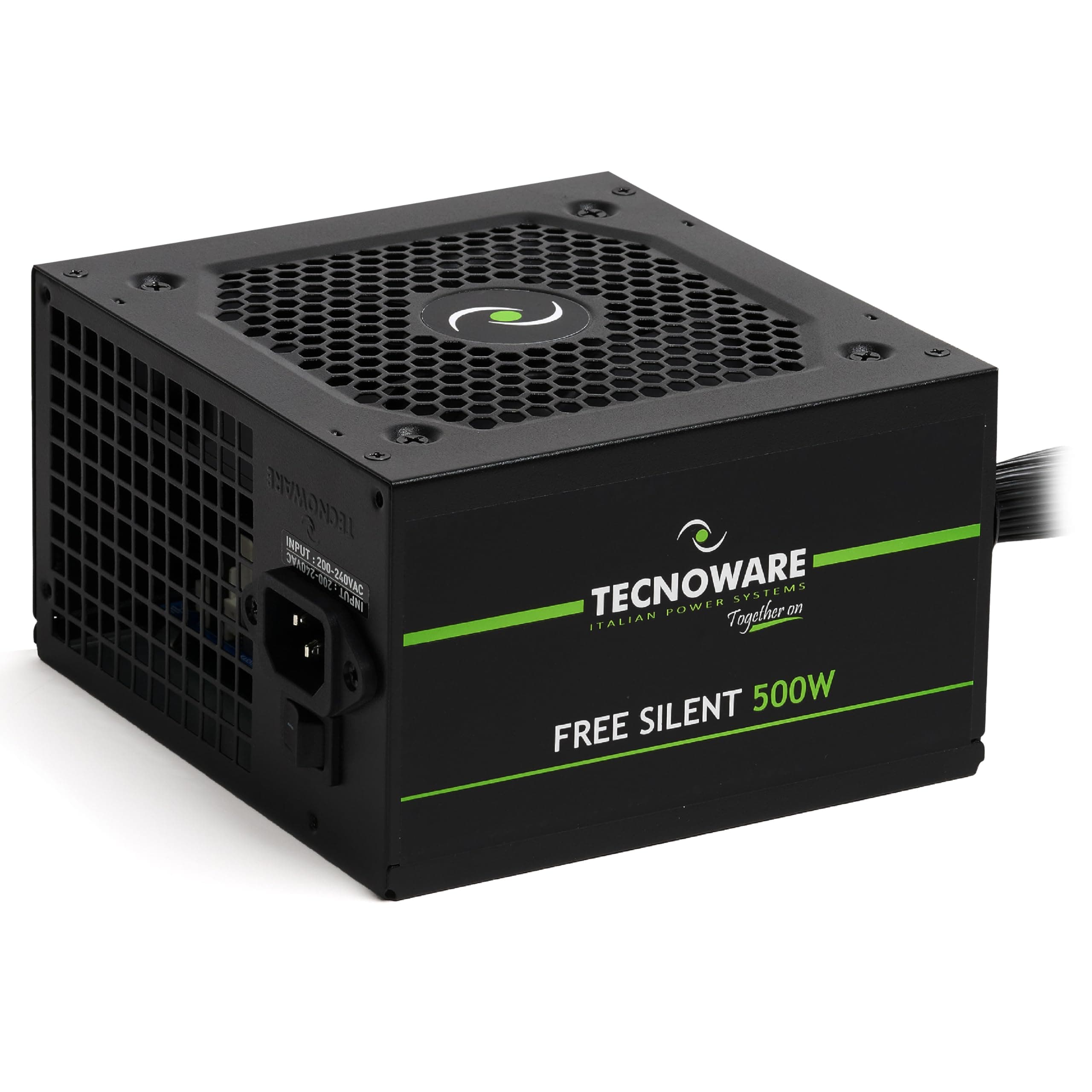 Tecnoware Power Systems - ATX-Netzteil 500, Ultrasilent 12 cm Lüfter, Überspannungsschutz, 2x SATA, 1x 24-polig, 1x 12V 4+4-polig, 2x Molex, schwarz, Größe 500 | Kompatibel mit ATX 12V v.2.01 500W ATX PCI-E