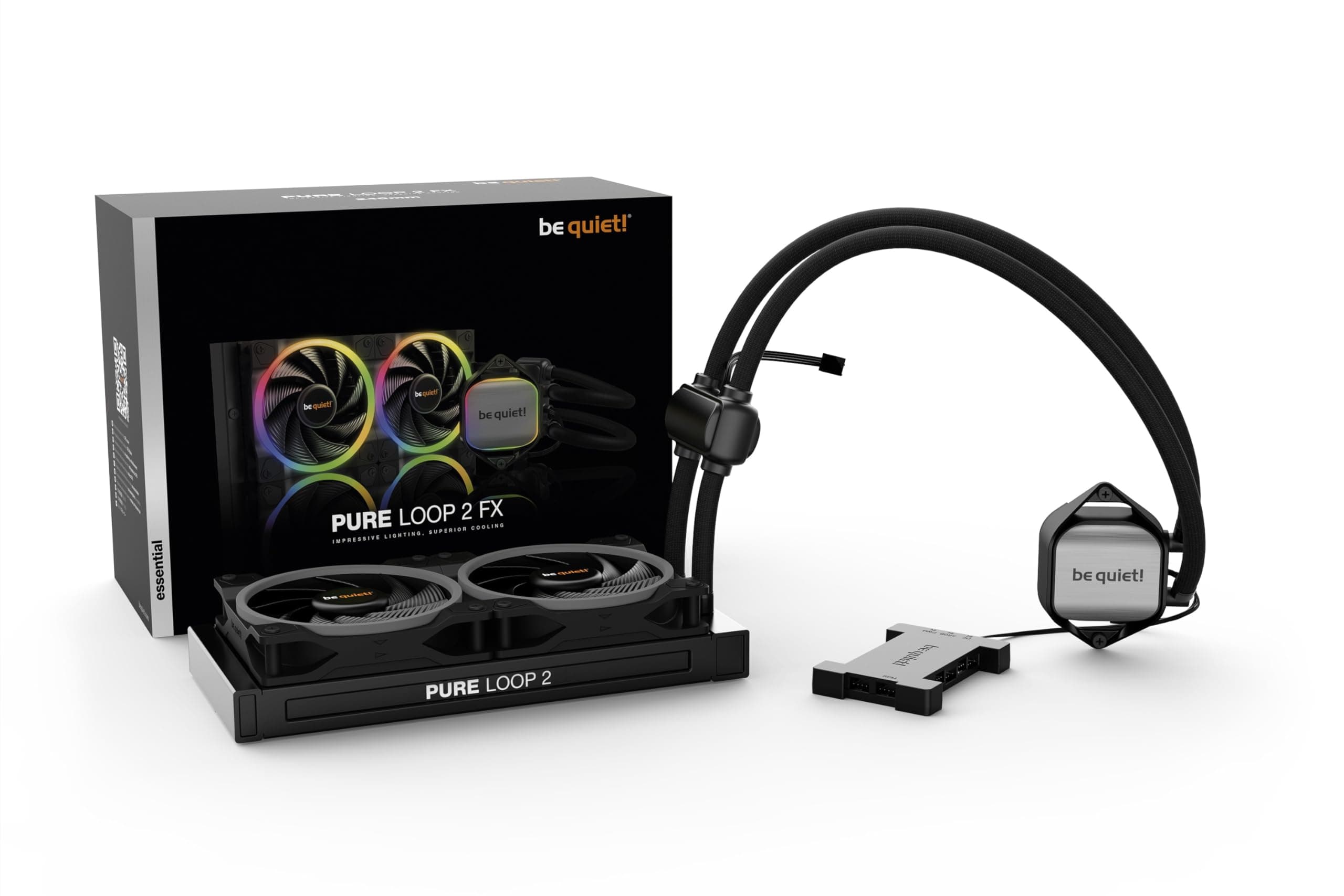 be quiet! Pure Loop 2 FX 240mm, All-in-One Wasserkühlung, 2 Light Wings 120mm PWM high-speed Lüfter, 20 ARGB-LEDs, beleuchteter Kühlblock, ARGB-PWM-Hub, BW013 Bild 7