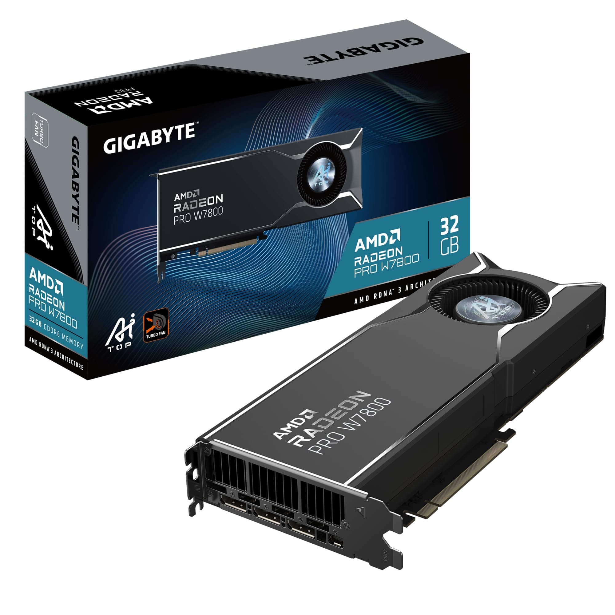 Gigabyte Radeon PRO W7800 AI TOP 32G Grafikkarte - 32GB GDDR6, 256bit, PCI-E 4.0, 3 x DisplayPort 2.1, W7800 AI TOP 32G Bild 2