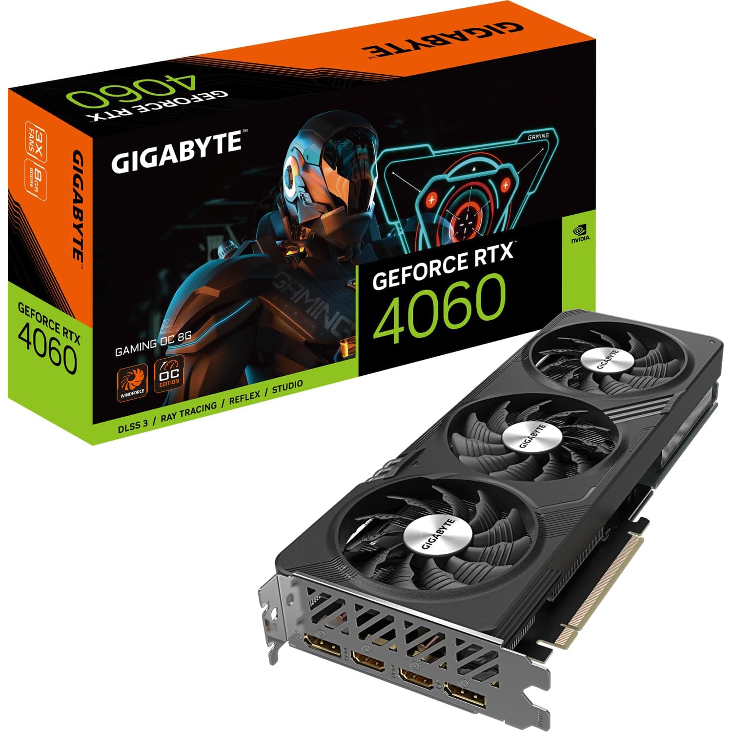 Gigabyte NVIDIA GeForce RTX 4060 GAMING OC Graphics Card - 8GB GDDR6, 128-bit, PCI-E 4.0, 2550MHz Core Clock, 2x DP 1.4, 2x HDMI 2.1a, NVIDIA DLSS 3 - GV-N4060GAMING OC-8GD Bild 2