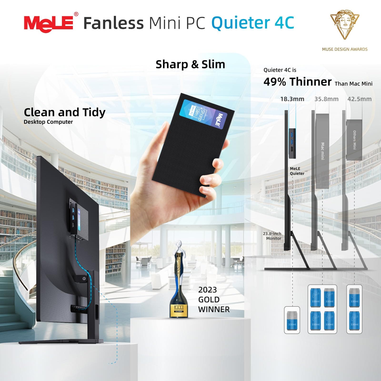 MeLE Quieter4C Lüfterloser Mini PC 32GB 512GB Speicherplatz Micro PC Twin Lake N150(bis zu 3.6GHz) USB-C 2 X HDMI 4K@60 Dreifach-Display Kleiner Desktop Computer mit VESA-Halterung für Zuhause/Büro 512.0 GB 32.0 GB Integrierte Grafik OS Bild 7