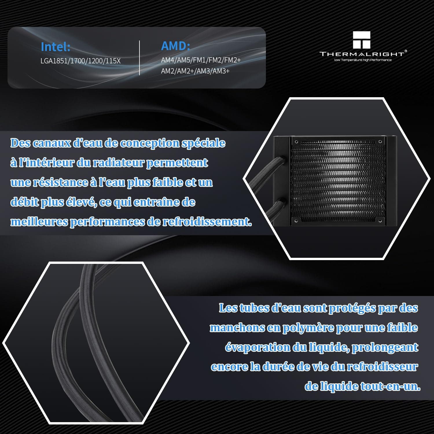Thermalright Frozen Notte 120 ARGB Black CPU Wasserkühler, CPU Wasserkühlung, ARGB Kaltkopf, Geeignet für AMD:AM4/AM5,Intel LGA 1700/1851/1150/1151/1200 120mm Black Bild 5