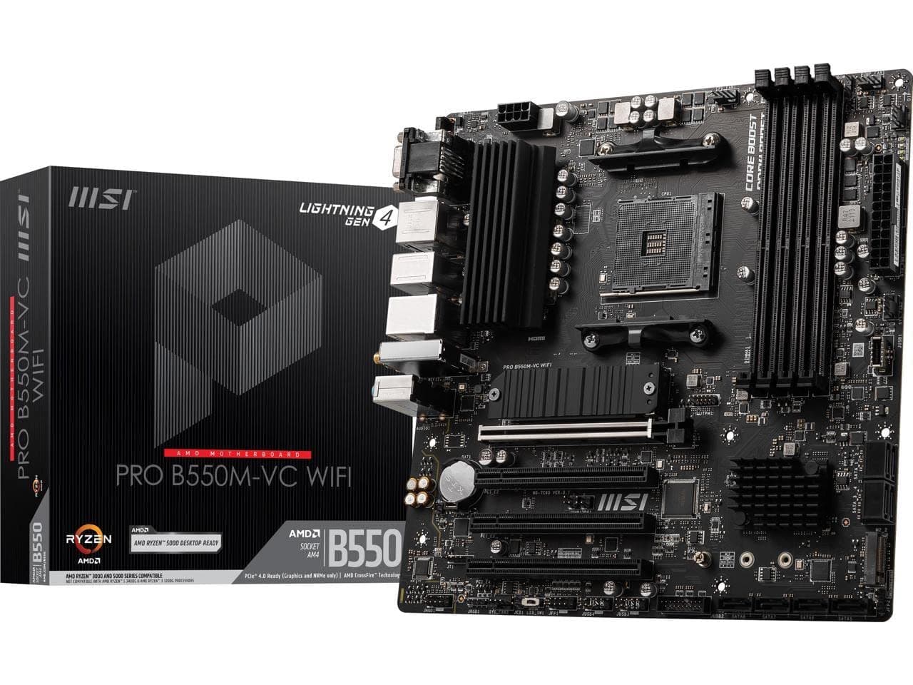 MSI PRO B550M-VC WiFi ProSeries Motherboard (AMD AM4, DDR4, PCIe 4.0, SATA 6Gb/s, M.2, USB 3.2 Gen 2, HDMI/DP, Wi-Fi, mATX) Bild 2