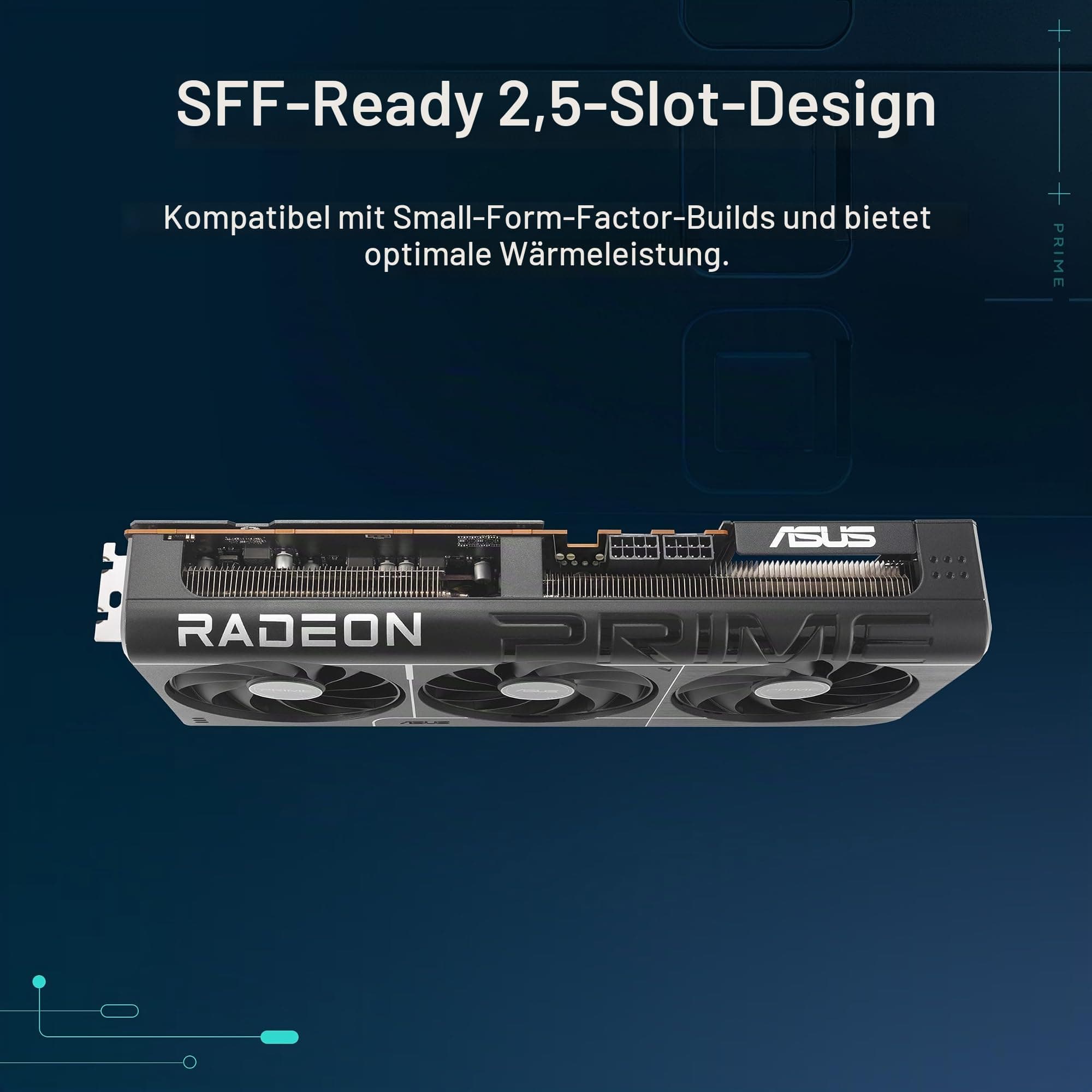 ASUS Prime Radeon™ RX 9070 OC Edition Grafikkarte (PCIe 5.0, HDMI/DP 2.1, 2.5-Slot Design, Axial-Tech-Lüfter, Dual-Kugellager, Dual-BIOS, GPU Guard) Bild 3