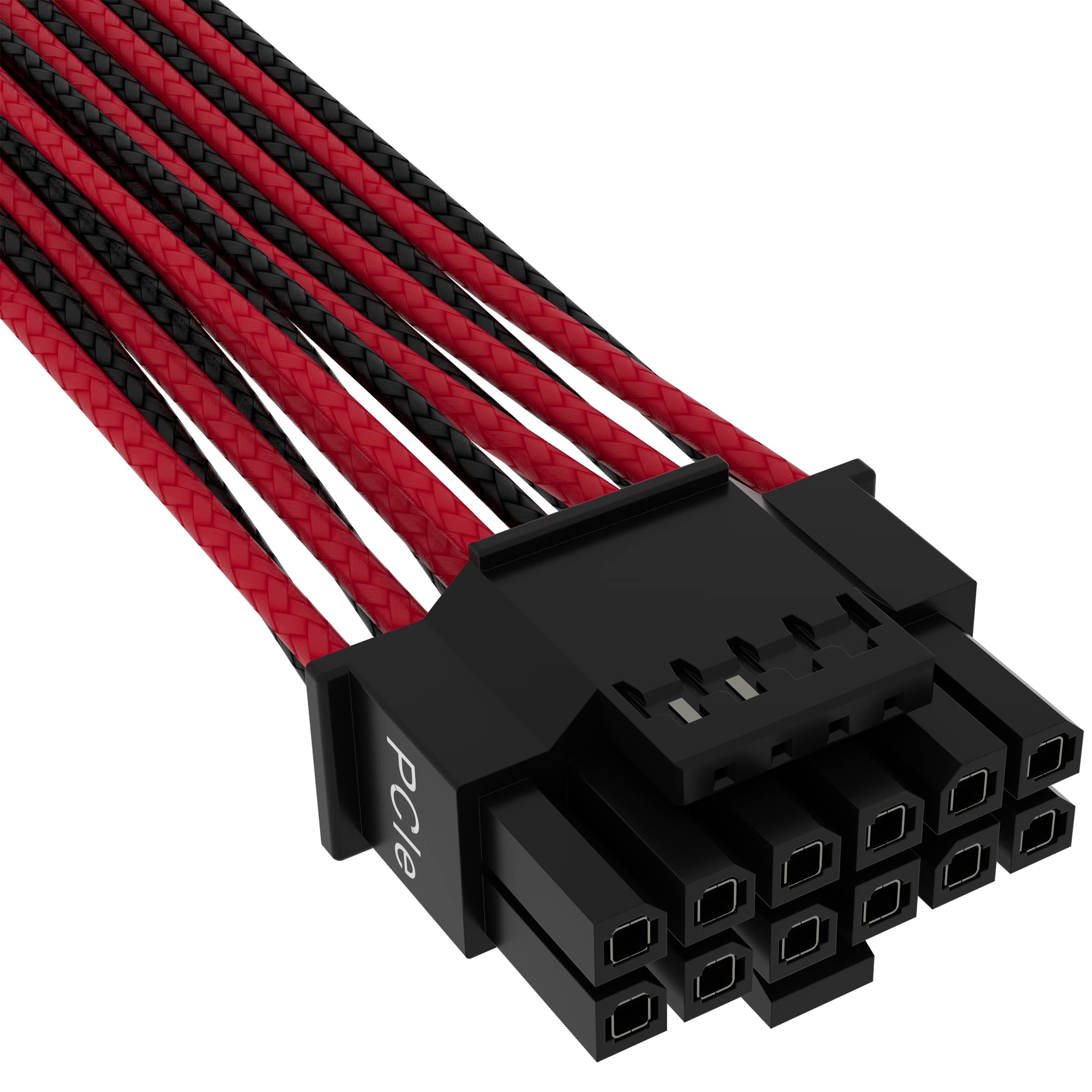 Corsair Premium 600W PCIe 5.0 / Gen 5 12VHPWR-Netzteilkabel – Passend für Typ-4-Netzteile über Zwei 8-Pin-PCIe-Anschlüsse – 12+4-Pin-Stecker – Mesh-Paracord-Ummantelung – Schwarz/Rot Bild 5