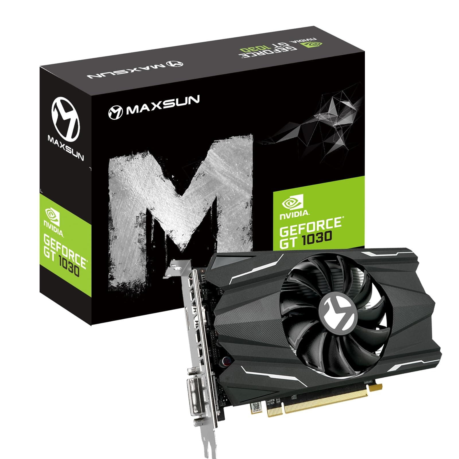 maxsun GEFORCE GT 1030 4GB GDDR4 Video Grafikkarte GPU Mini ITX Design, HDMI, DVI-D, Single Fan Cooling System HDMI + DVI 4GD4