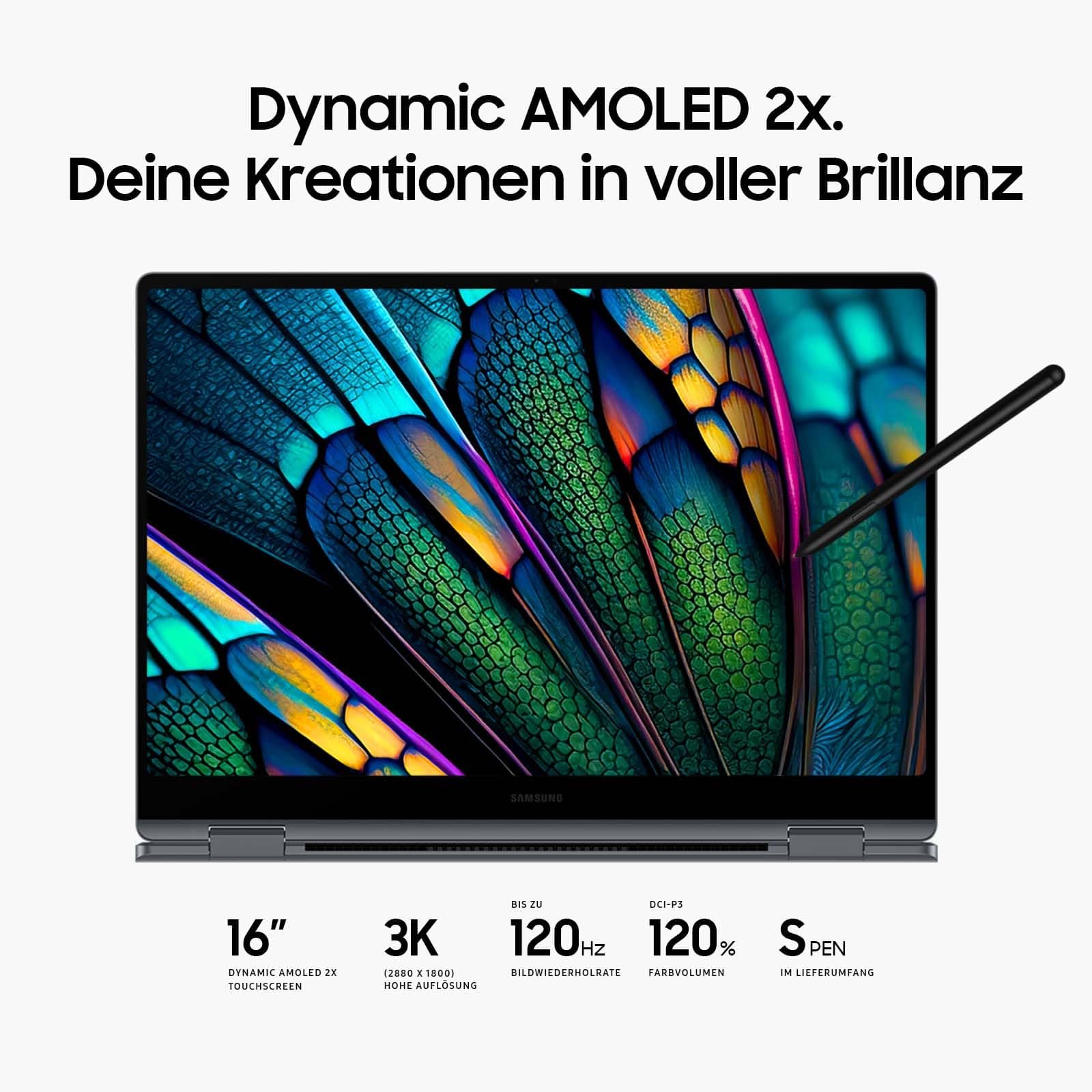Samsung Galaxy Book4 Pro 360 Notebook, 16"-Laptop, Intel Core Ultra 7, 16 GB RAM, 512 GB, Moonstone Gray, 3 Jahre Herstellergarantie [Exklusiv auf Amazon] 16 GB RAM, 512 GB SSD Intel Core Ultra 7 Bild 3