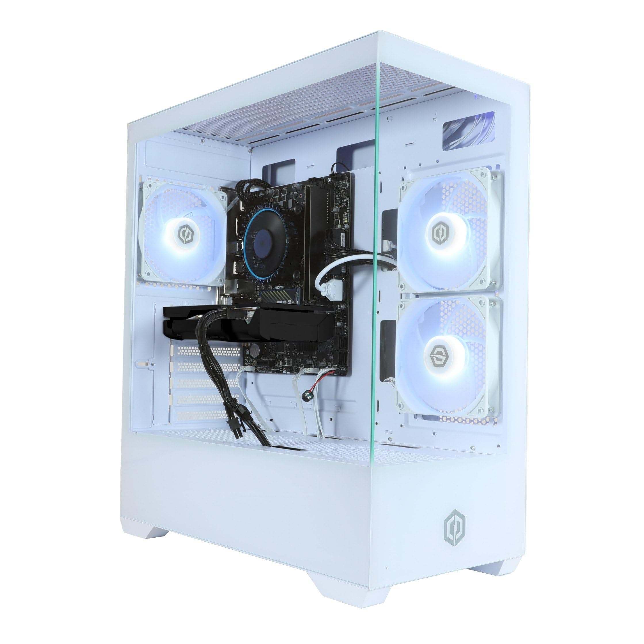 CYBERPOWERPC Wyvern Gaming PC - Intel Core i5 12400F, Nvidia RTX 5060, 16GB RAM, 1TB NVMe SSD, 650W PSU, Wi-Fi, Windows 11, Prism Panoramic White Intel Core i5 12400F , White Case Nvidia RTX 5060