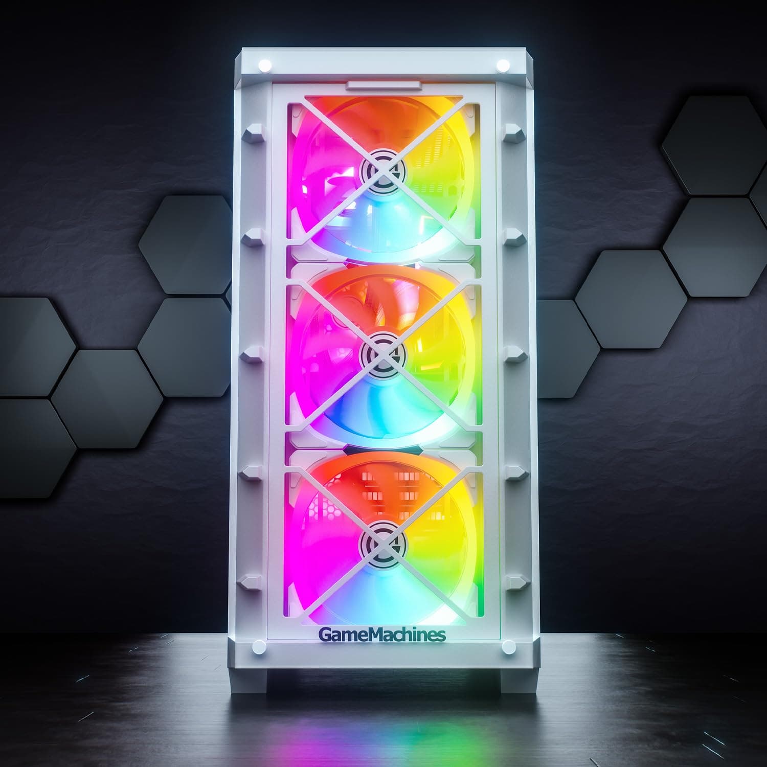 GameMachines Element, Snow Edition, ATX PC Gaming Gehäuse, inklusive 3 A-RGB Lüfter Element Weiß Bild 4