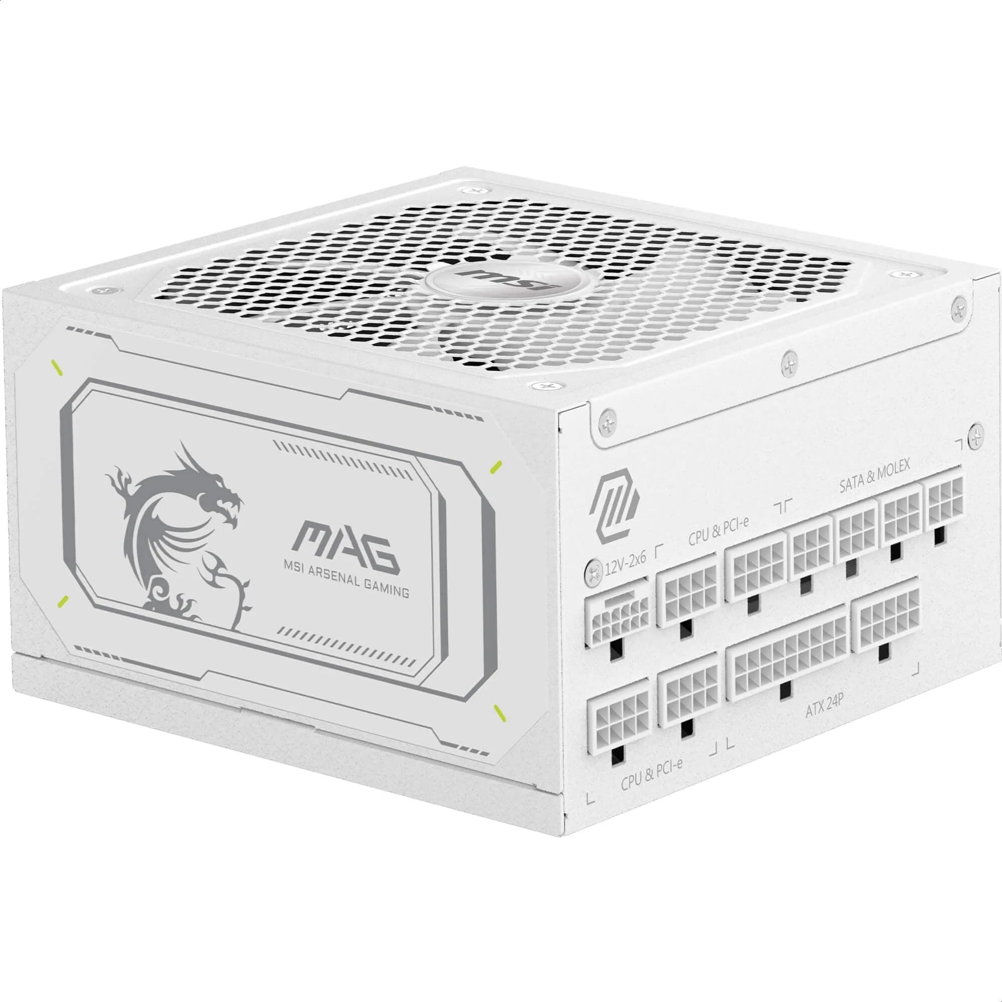 MSI MAG A1000GL PCIE5 White Netzteil, 1000 W, 80 Plus Gold, ATX 3.1, PCIe 5.1 GPU-Unterstützung, ATX-Netzteil, Modular, weiße Kabel Bild 2