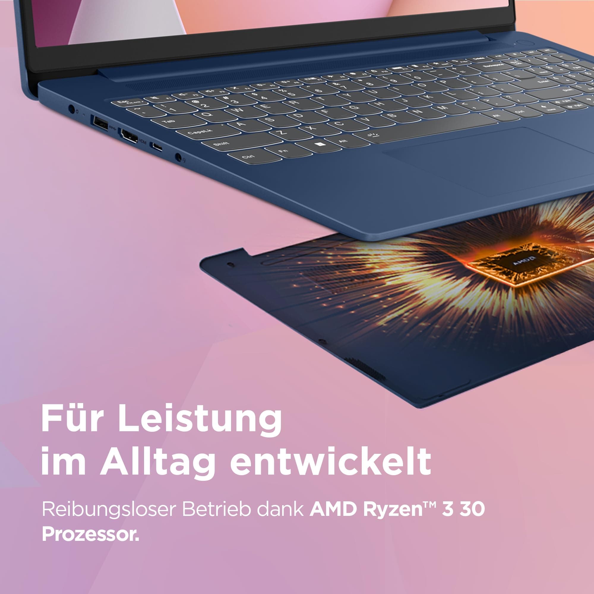 Lenovo IdeaPad Slim 3 Laptop | 15.6" FHD Display | AMD Ryzen 3 7330U | 512GB SSD | 8 GB RAM | AMD Radeon Grafik | QWERTZ | Windows 11 | Abyss Blue | 3 Monate Premium Care Bild 5