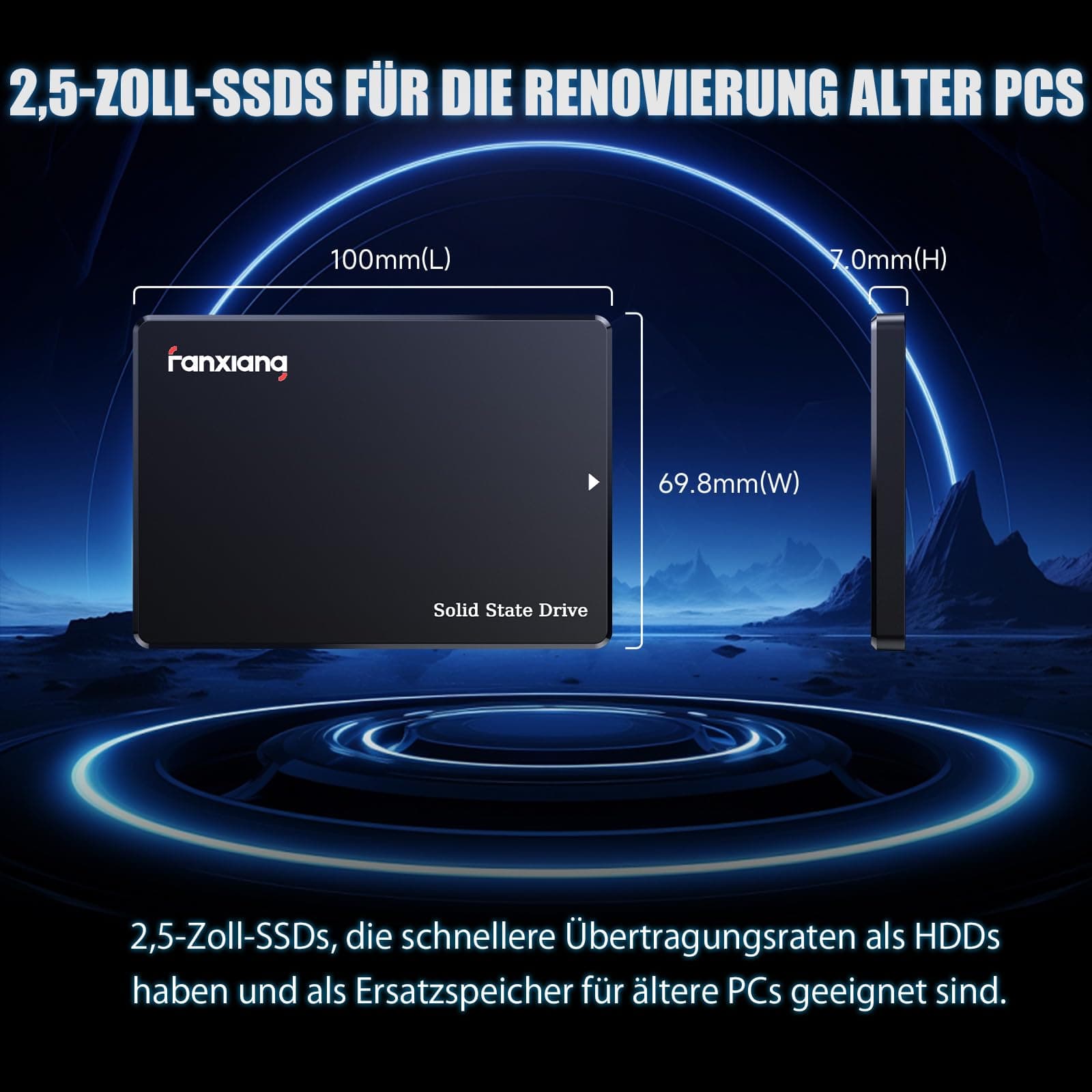 fanxiang SATA SSD 512GB 2,5 Zoll Interne SSD 560 MB/s Lesen, SATA 3 interne SSD 3D NAND Flash Festplatte für schnelle Datenübertragung kompatibel mit Desktop/Laptop Bild 5