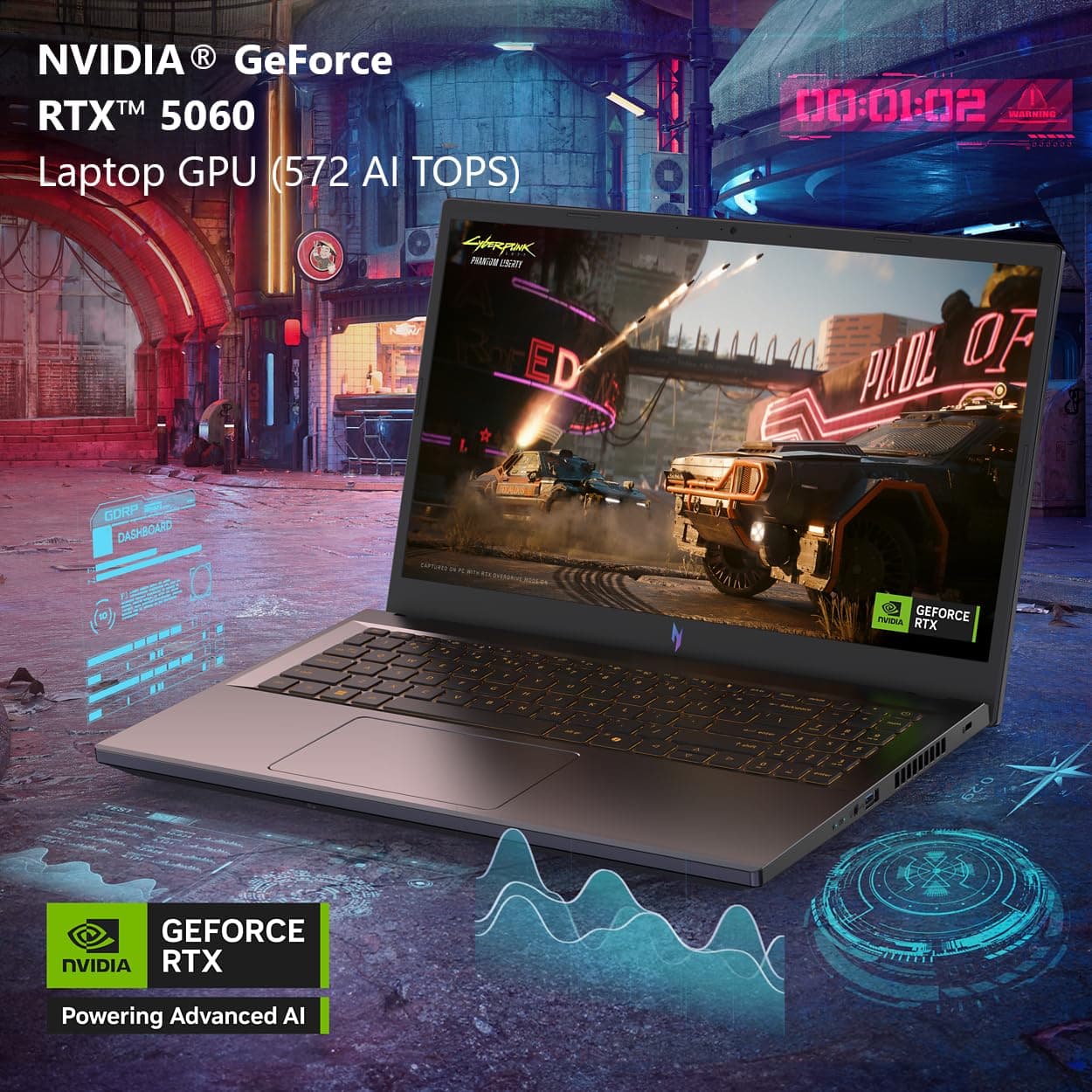 Acer Nitro V Gaming Laptop | Intel Core i9-13900H Prozessor | NVIDIA GeForce RTX 5060 Laptop GPU | 15,6 Zoll FHD IPS 165Hz Display | 16GB DDR4 | 1TB Gen 4 SSD | Wi-Fi 6 | Hintergrundbeleuchtung KB | Bild 3