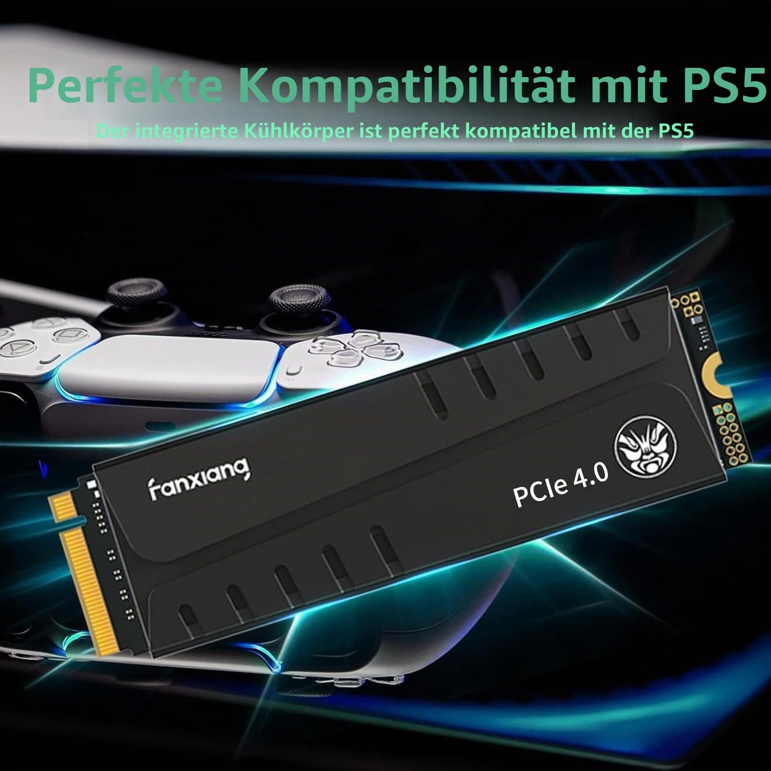 fanxiang M2 SSD 500GB Nvme M.2 2280 Interne SSD Festplatte PCIe 4.0 DRAM mit Kühlkörper, 7300MB/s Lesen, 3700MB/s Schreiben, für Gaming, Programme, Videoschnitt (S770) Bild 5