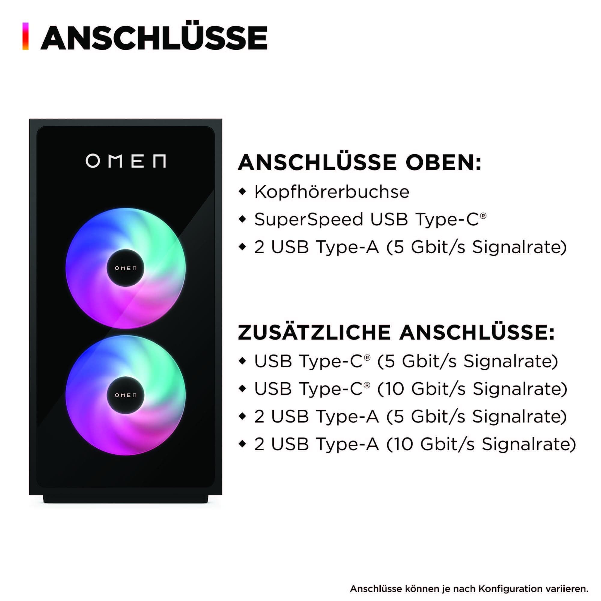 HP Omen GT16-0273ng 35L Gaming Desktop PC, Intel Core i7 i7-14700F, 32GB DDR5-SDRAM, 1 TB SSD, NVIDIA GeForce RTX 4060 Ti, Tower PC, Windows 11 Home, Schwarzes Metall mit Glas Blende Intel Core i7 i7-14700F NVIDIA GeForce RTX 4060 Ti Bild 8