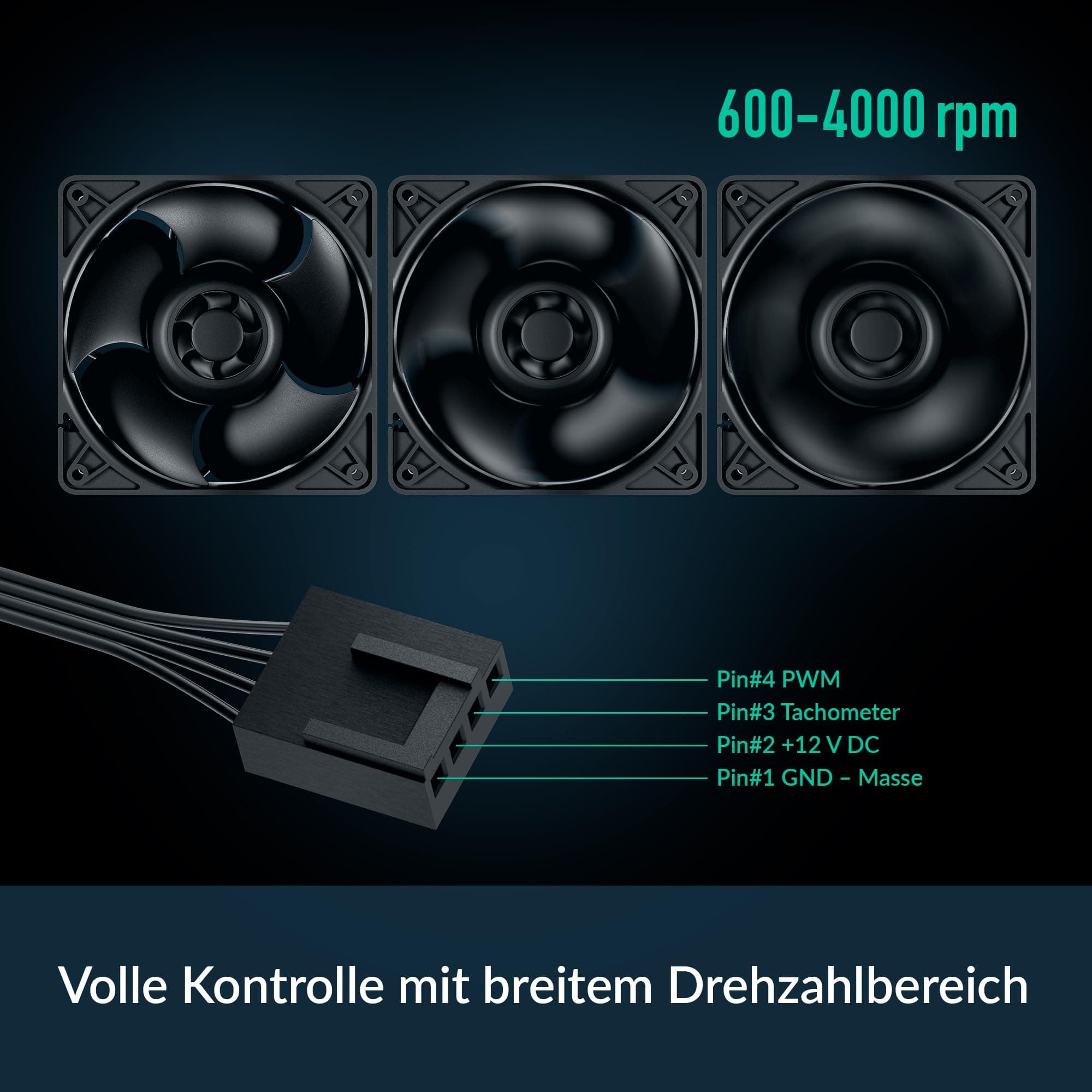 ARCTIC S12038-4K - 120x120x38 mm Server Lüfter, 600-4000 rpm, PWM reguliert, 4-Pin Anschluss, 12 V DC, besonders effizent - Schwarz 1 Stück Bild 6