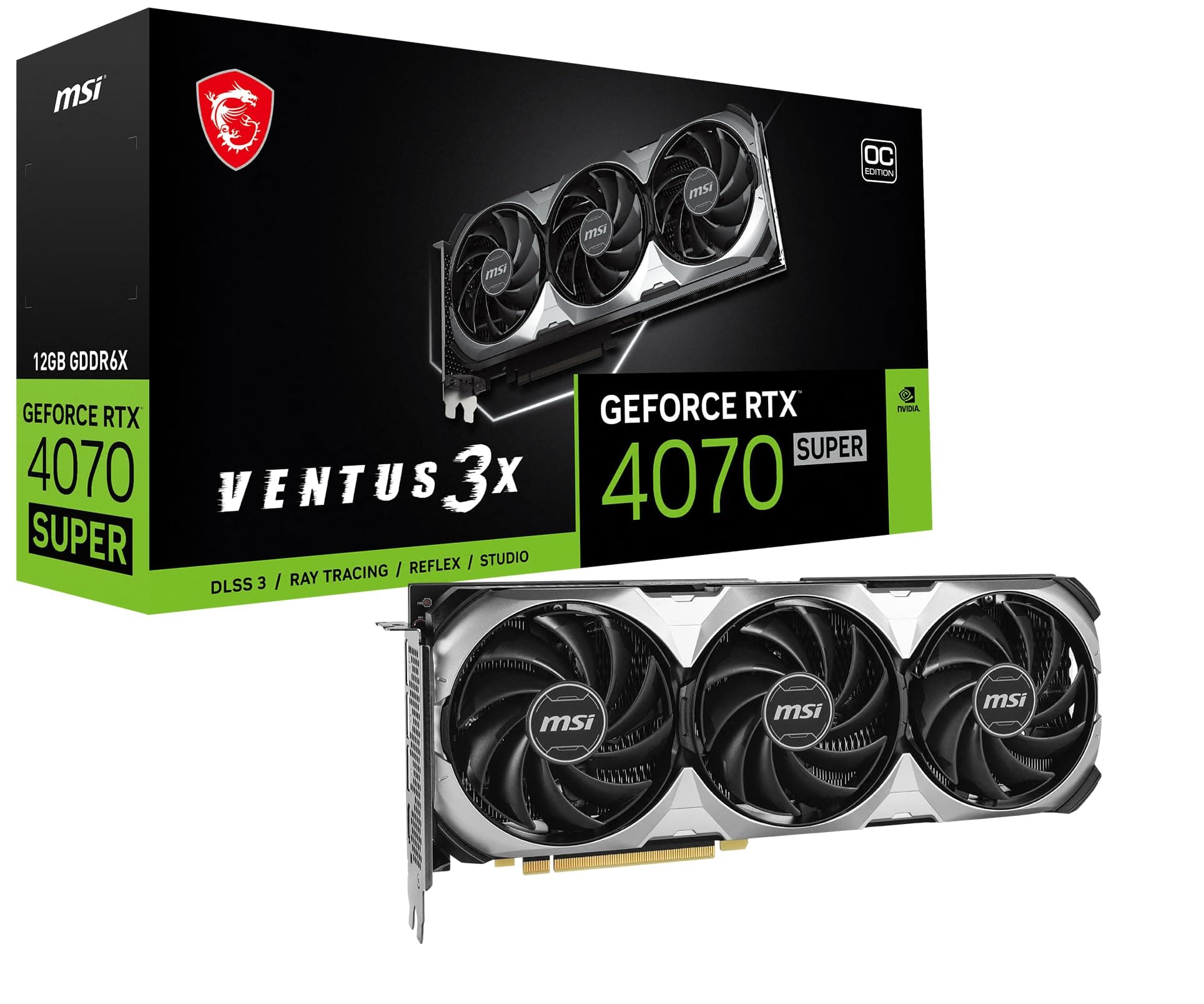 MSI Gaming RTX 4070 Super 12G Ventus 3X OC Grafikkarte (NVIDIA RTX 4070 Super, 192-Bit, Extreme Clock:2520MHz, 12GB GDRR6X 21Gbps, HDMI/DP, Ada Lovelace Architecture) Bild 2