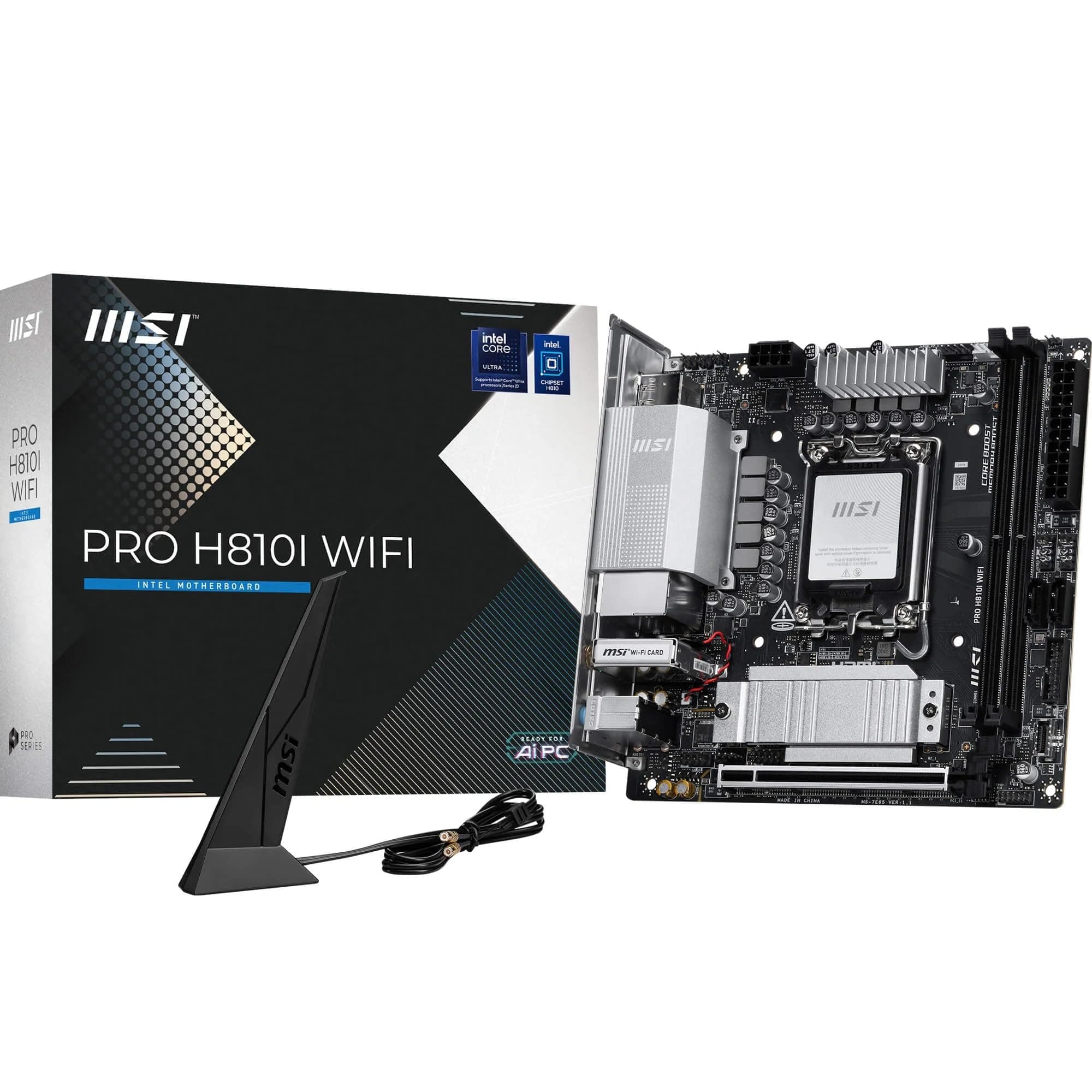 MSI PRO H810I WiFi Mainboard, ITX - Unterstützt Intel Core Ultra Prozessoren (Serie 2), LGA 1851 - DDR5 Memory Boost (6400 MT/s MAX), PCIe 5.0 x16, M.2 Gen4, 2.5G LAN