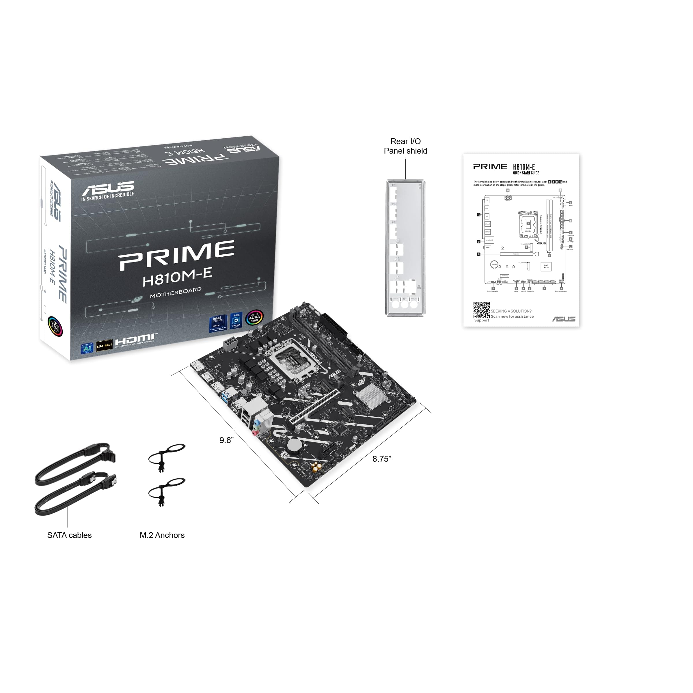 ASUS Prime H810M-E-CSM Intel H810 LGA1851 Micro-ATX Mainboard (Advanced AI PC-Ready, DDR5, PCIe 4.0, 2 x DP, HDMI, USB 5Gbps hinten, USB C 5Gbps vorne, 2 x M.2 Steckplätze, 1Gb Ethernet, Aura Sync) Bild 3