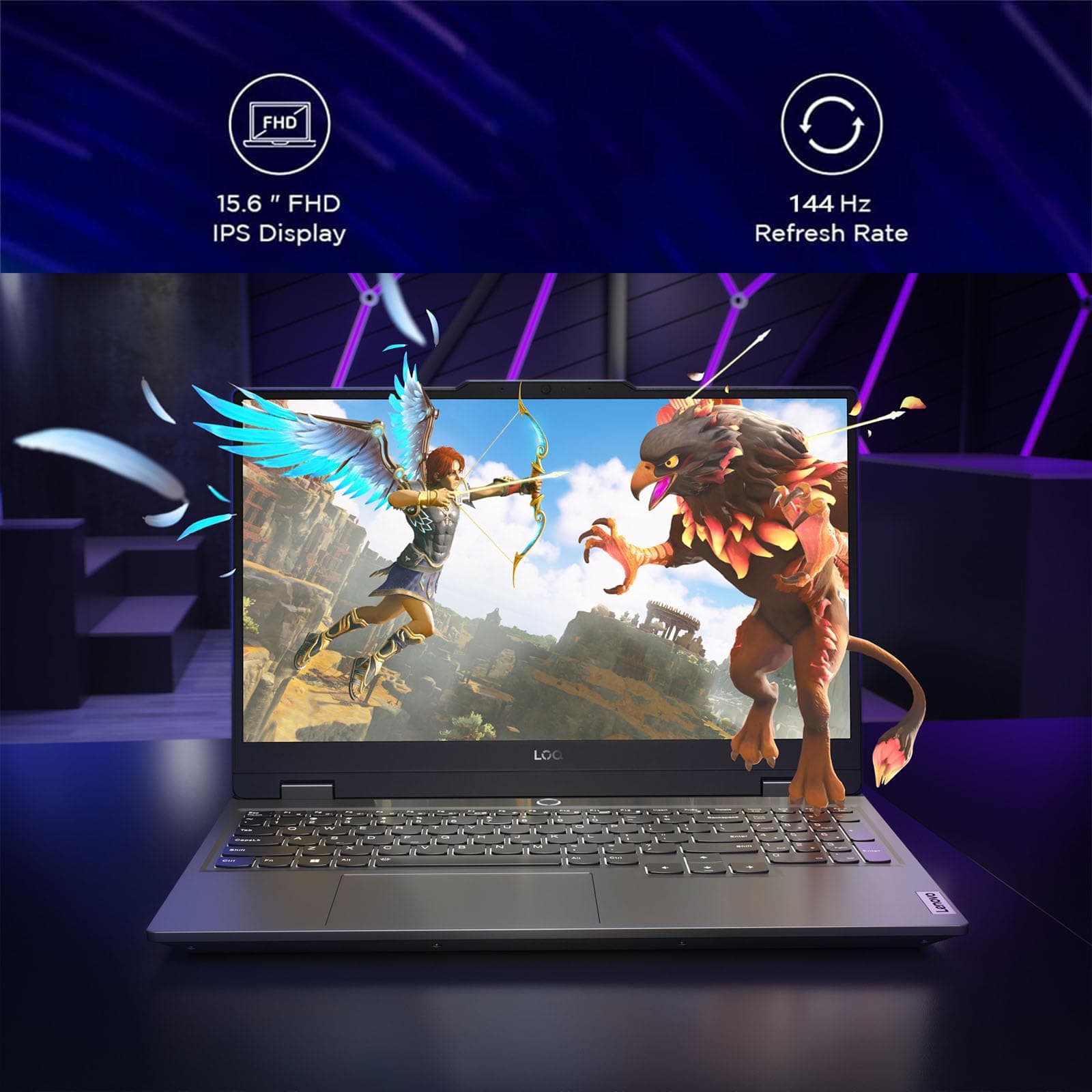 Lenovo LOQ 15 Gaming Laptop - RTX 4050 - Intel Core i5-12450HX Beat AMD Ryzen 7 4800H - 32GB RAM| 2TB SSD - 15,6 Zoll FHD Display 144Hz - Tastatur mit Hintergrundbeleuchtung - Windows 11 - Portatil Bild 2