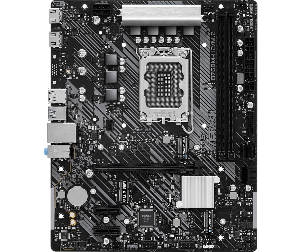 Asrock B760M-H2/M.2, Intel B760, 1700, Micro ATX, 2 DDR5, 2 HDMI, 2.5G LAN, PCIe4, 2X M.2 Bild 3
