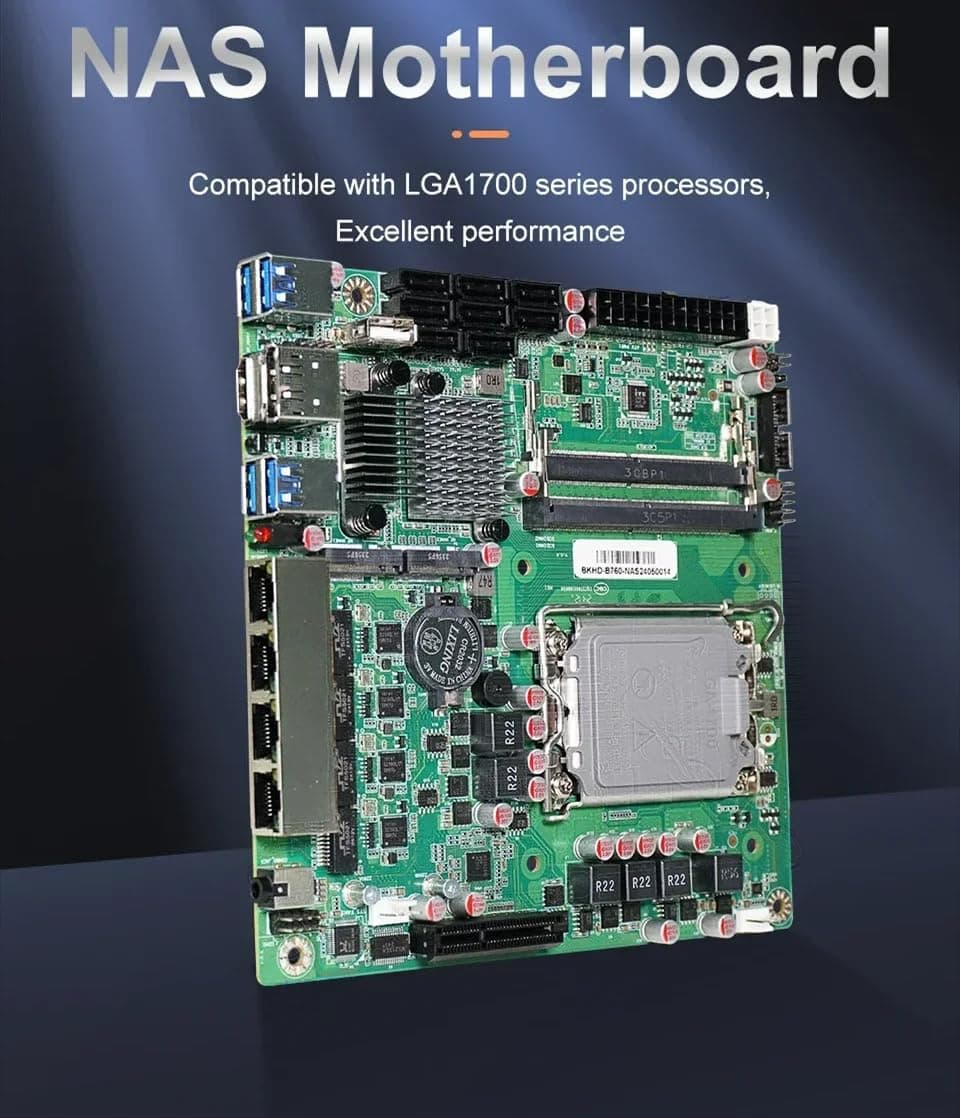 Q670 NAS Mini ITX Motherboard (LGA1700, 12./13./14. Generation), 2 x SIDIMM DDR5 MAX 64G, 2 x M.2 NVMe, 8 x SATA, i226-LM 2.5G vPro 17 x 17 cm Soft Router ITX Mainboard Bild 3