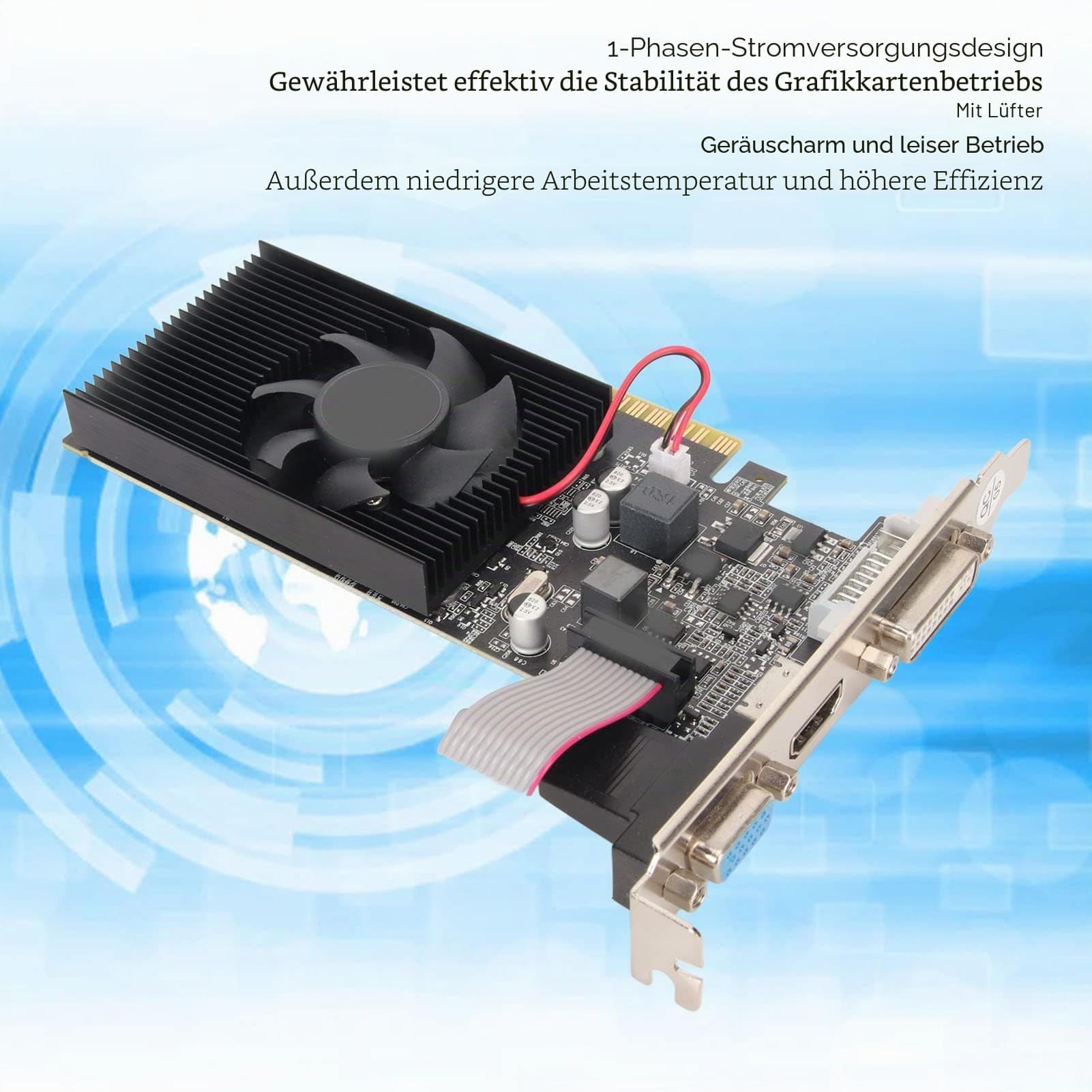 1 GB DDR3-Grafikkarte, 64 Bit 589 MHz 1 GB DDR3-Grafikkarte mit Leisem Lüfter, DVI-VGA-HDMI-Schnittstelle, PCI Express 2.0x16 für Büro und Spiele Bild 7