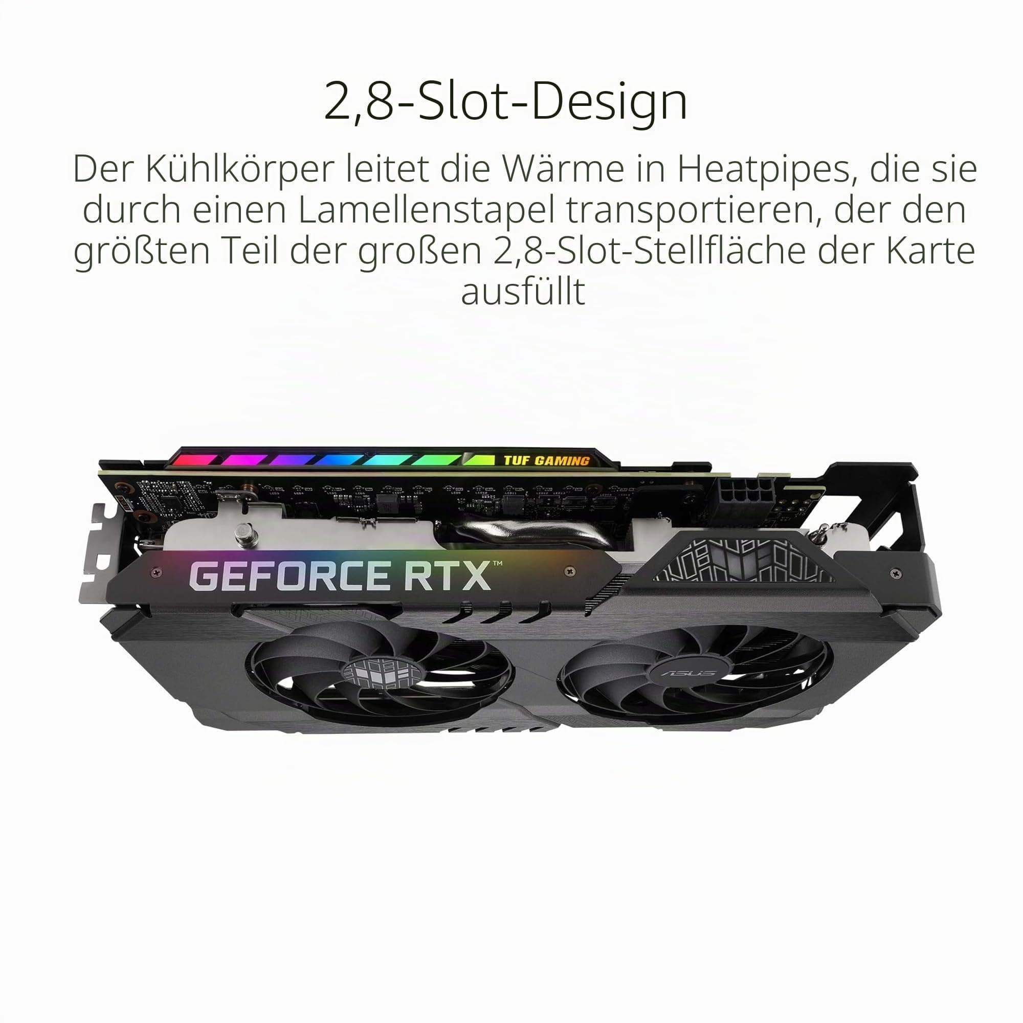 ASUS TUF Gaming GeForce RTX 3050 Grafikkarte, PCIe 4.0, 8GB GDDR6, HDMI 2.1, DisplayPort 1.4a, Dual Kugellager, Aluminiumgehäuse, 2.8 Slot, GPU Tweak II, Schwarz Bild 5
