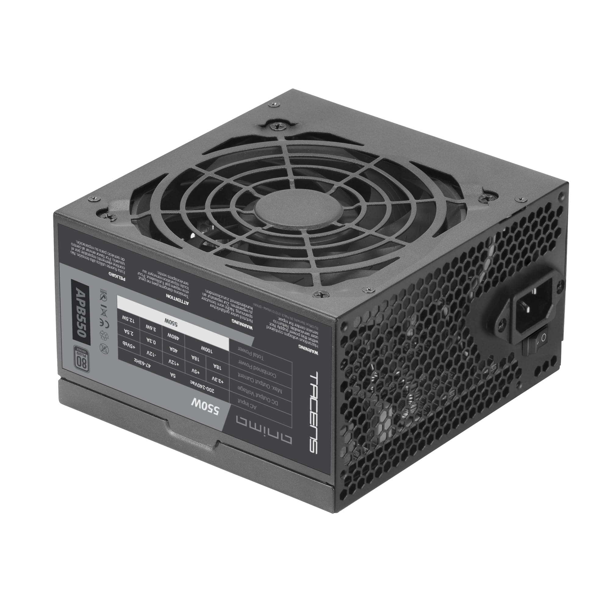 Tacens Anima APB550, PC-Netzteil ATX 550W, 80Plus Bronze 85%, SMD- und DC-DC-Technologien, Ultraleiser 12cm-Lüfter, Japanische Kondensatoren 105º, Premium Strukturierte Kabel, Schwarz Bild 7