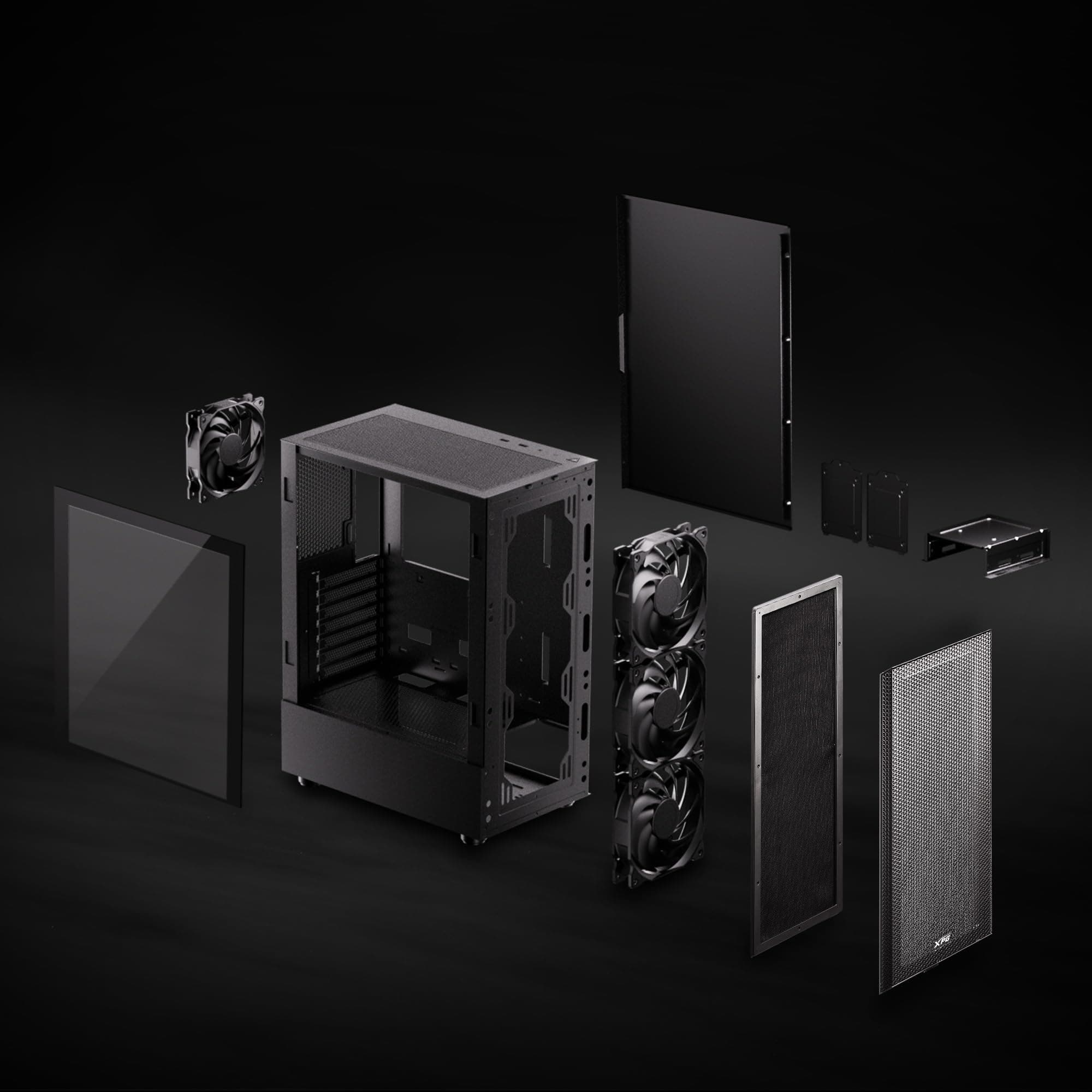 XPG Valor MESH (kompaktes ATX-Mid-Tower-Gehäuse, MESH-Frontpanel-Design, 3mm-gehärtetes Glas-Seitenpanel, vorinstallierte x4 120mm Lüfter) Bild 4