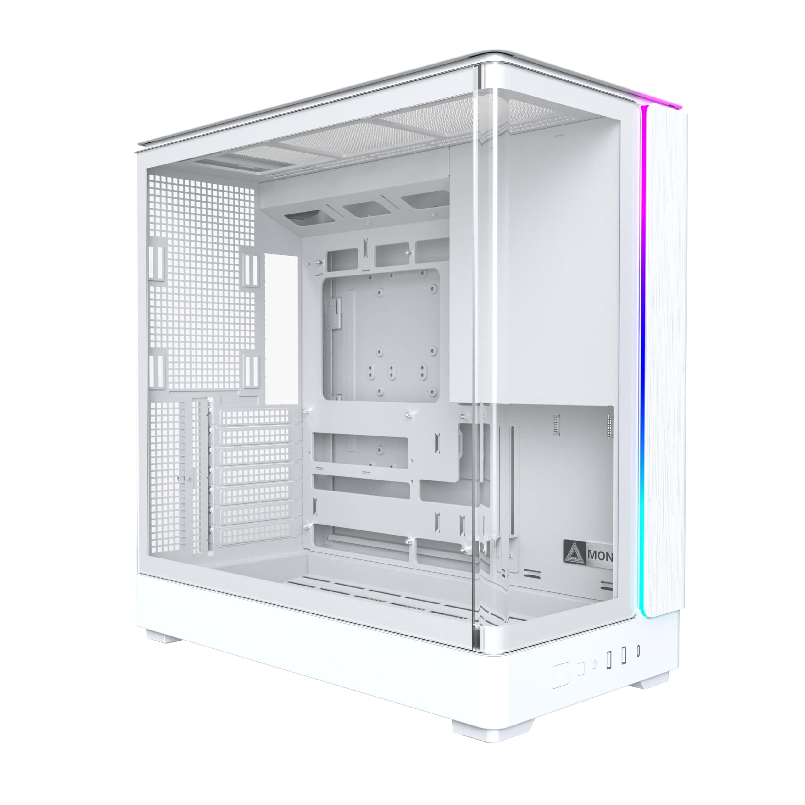 MONTECH King 45 ATX PC-Gehäuse, gebogenes Panorama-Glas, Luftstromkühlung, Doppelkammer-Design, 360-mm-Kühlerunterstützung, kompakte Bauweise für GPU der nächsten Generation und Hochleistungs-Systeme Bild 2