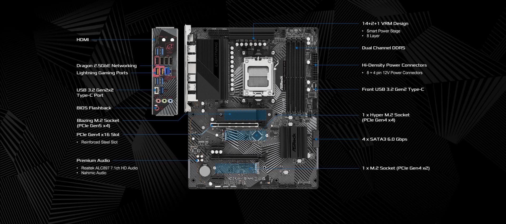 ASRock B650 PG Lightning AM5 ATX HDMI DDR5 Retail Bild 4