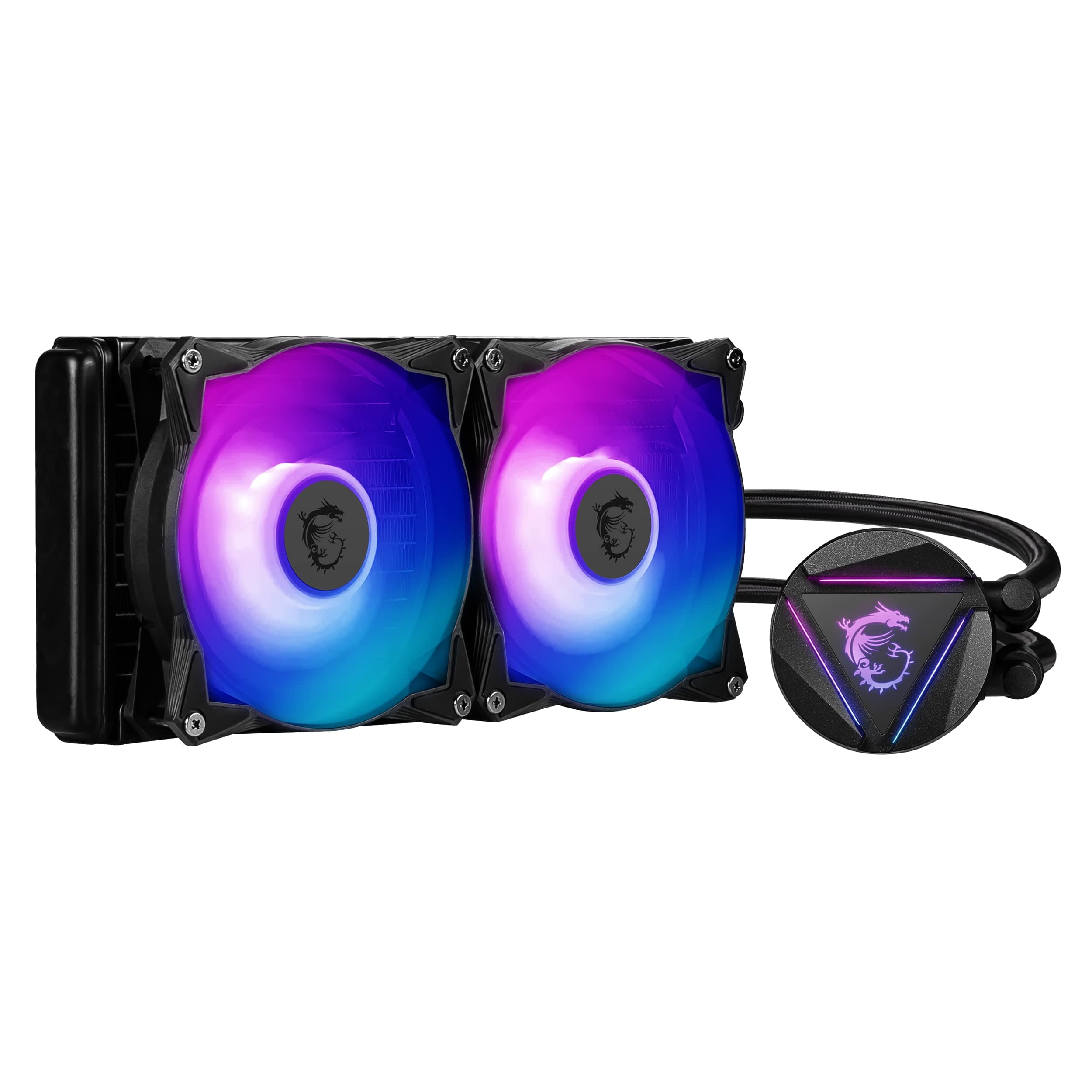 MSI MAG CORELIQUID 240R V2 AIO CPU Wasserkühlung, drehbarer ARGB-Blockkopf, integrierte Kühlerpumpe, Split-Flow-Wasserkühlung, verdampfungssichere Schläuche, einfache Montage, AMD & Intel kompatibel Bild 2