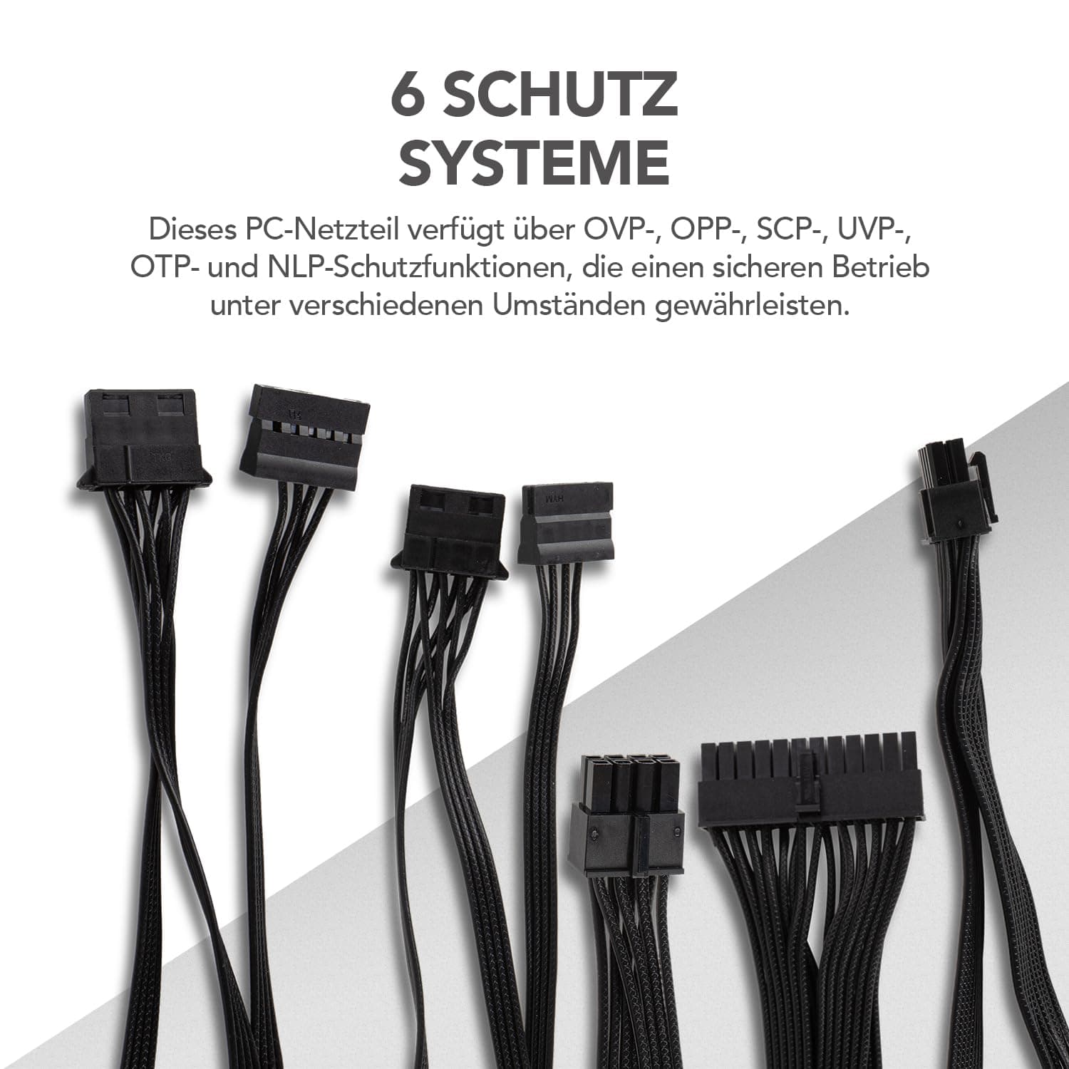 NOX Xtreme Products URANO Pro 550W 80Plus Bronze – ATX-Netzteil mit leisem 120-mm-PWM-Lüfter, umfassendem Schutz (OVP, UVP, OPP, SCP, OTP), aktiver PFC, extra Langen Flachkabeln URANO PRO 550W BRONZE Bild 7