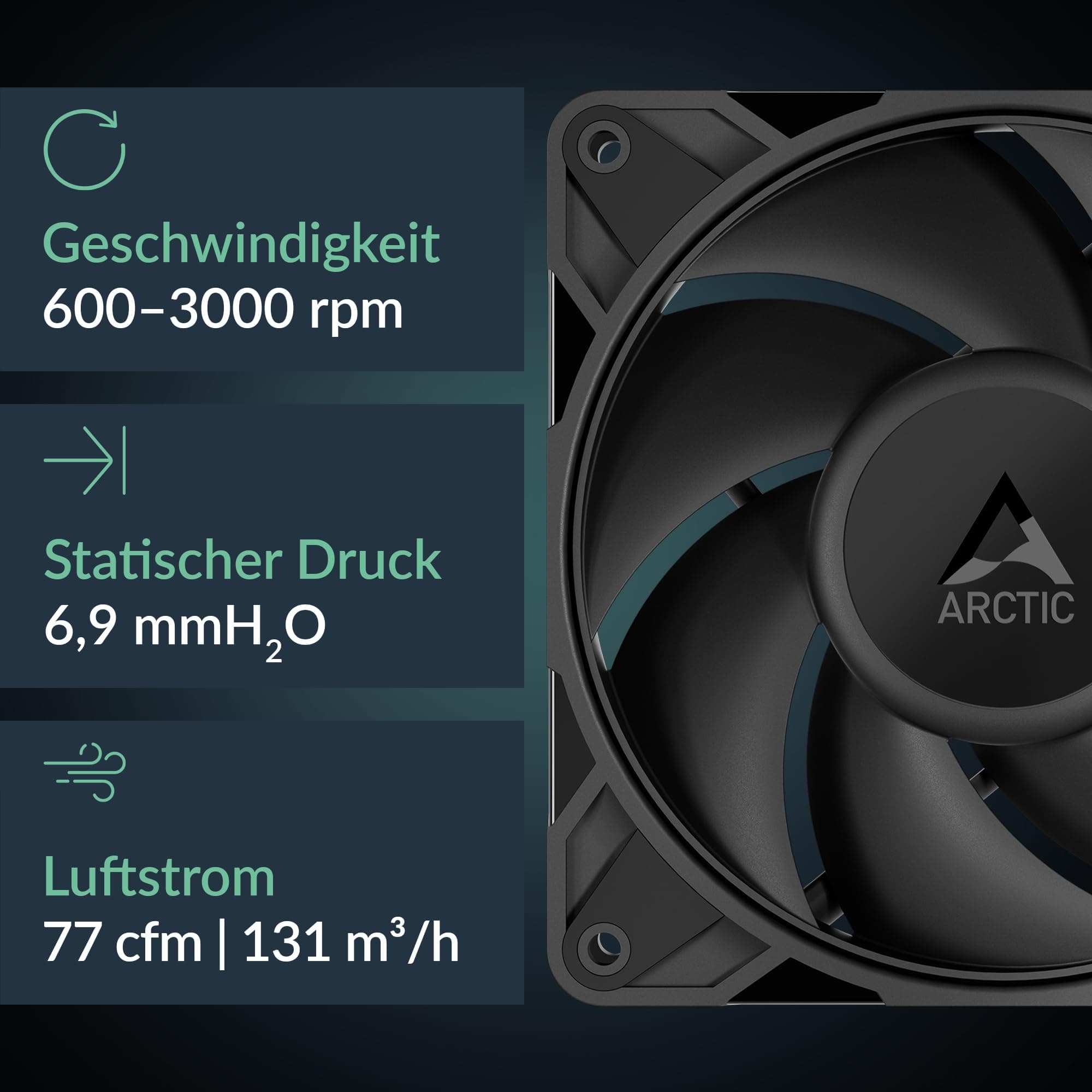 ARCTIC Freezer 36-S - CPU Kühler für Intel & AMD, Single-Tower, druckoptimierter 120 mm P12 Pro-Lüfter, 600–3000 rpm, Hydrodynamisches Gleitlager, inkl. MX-7 - Schwarz Freezer 36-S (schwarz) Bild 8