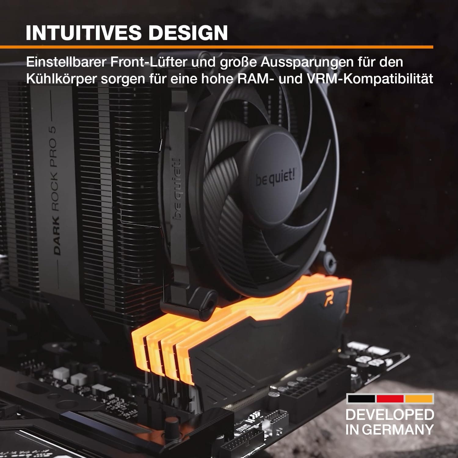 be quiet! Dark Rock Pro 5 Luftkühler, immens hohe Kühlleistung, 7 Hochleistungs-Heatpipes, Silent Wings 120mm PWM Lüfter, Silent Wings 135mm PWM Lüfter, nahezu unhörbarer Betrieb, Speed Switch Bild 3